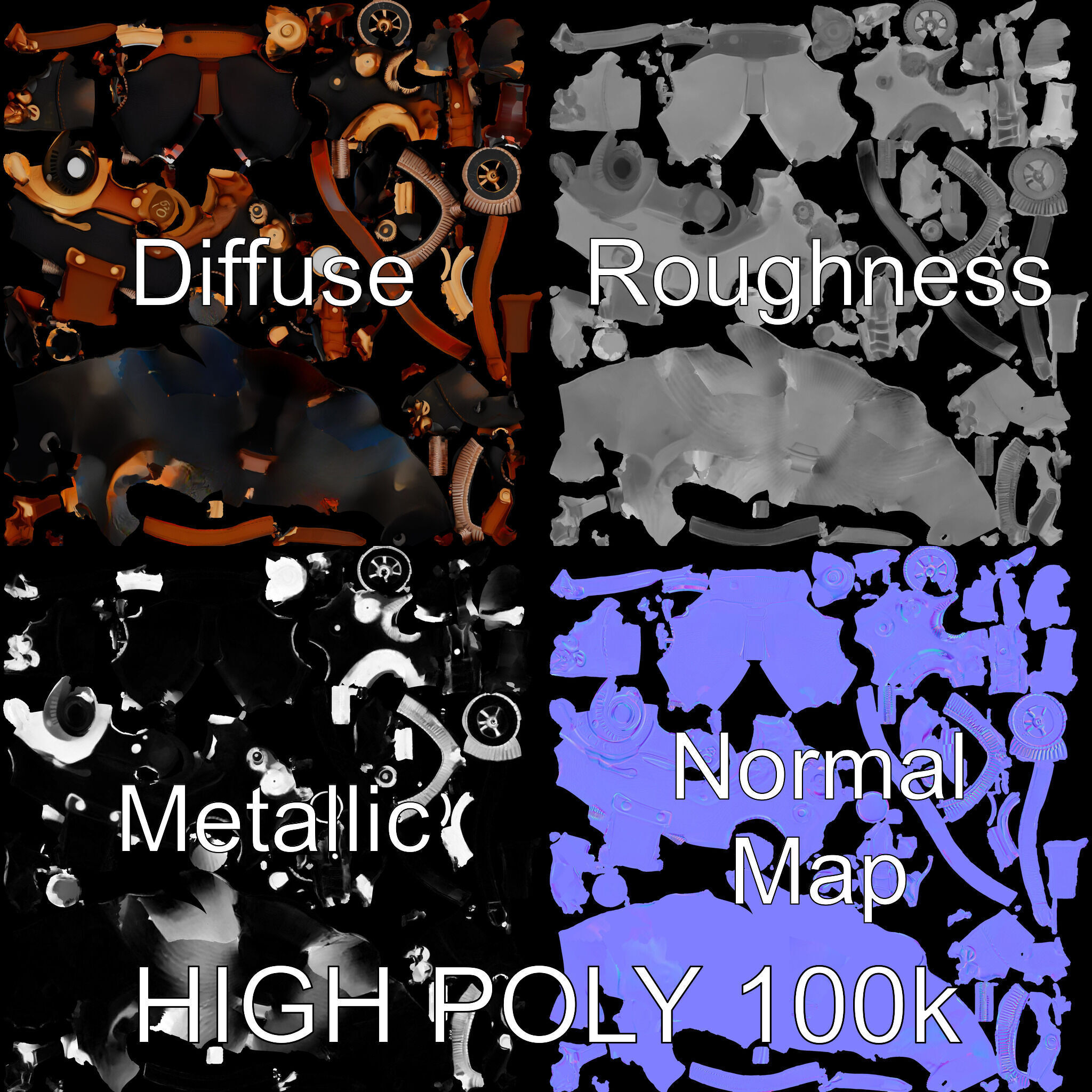 Steampunk Helmet Model Pack with Detailed Interiors Low-poly 3D model_2