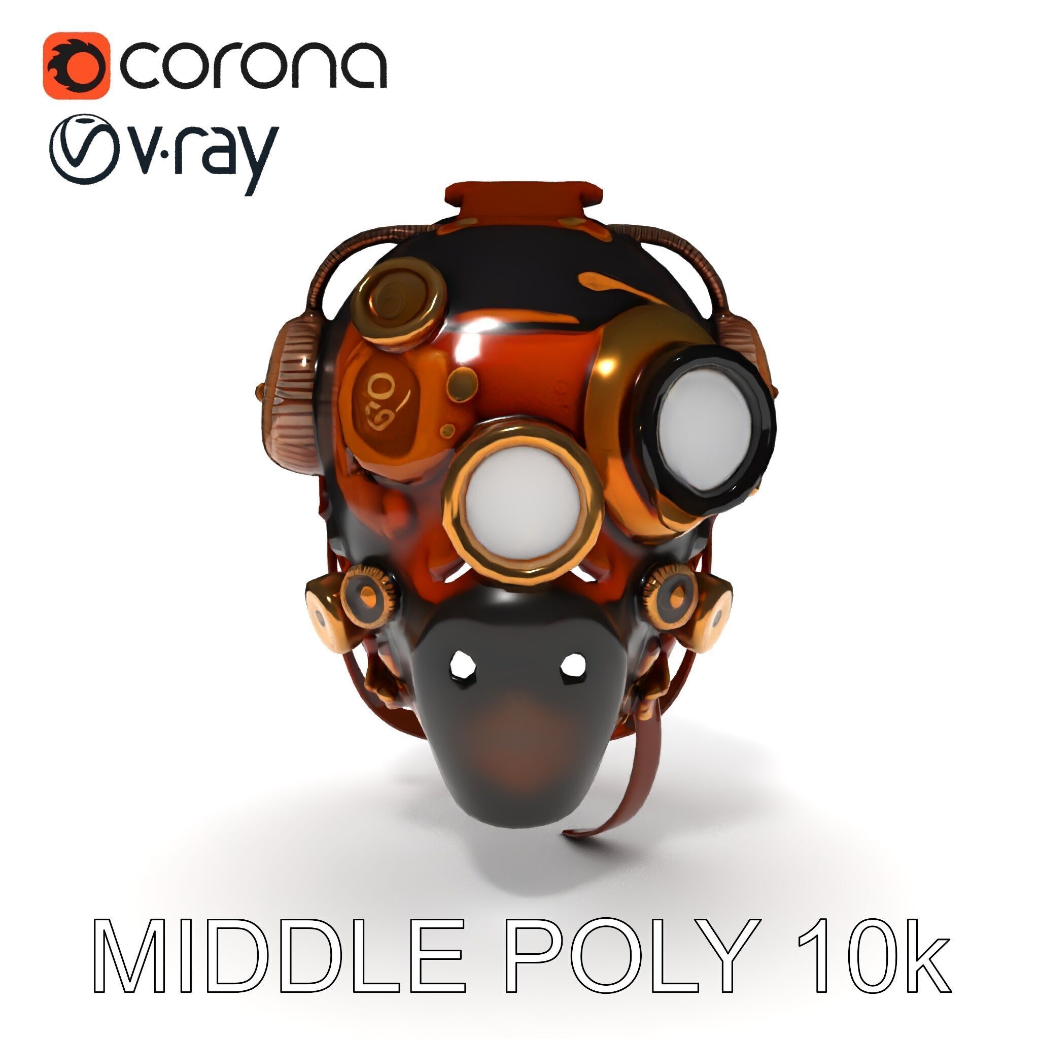 Steampunk Helmet Model Pack with Detailed Interiors Low-poly 3D model_32