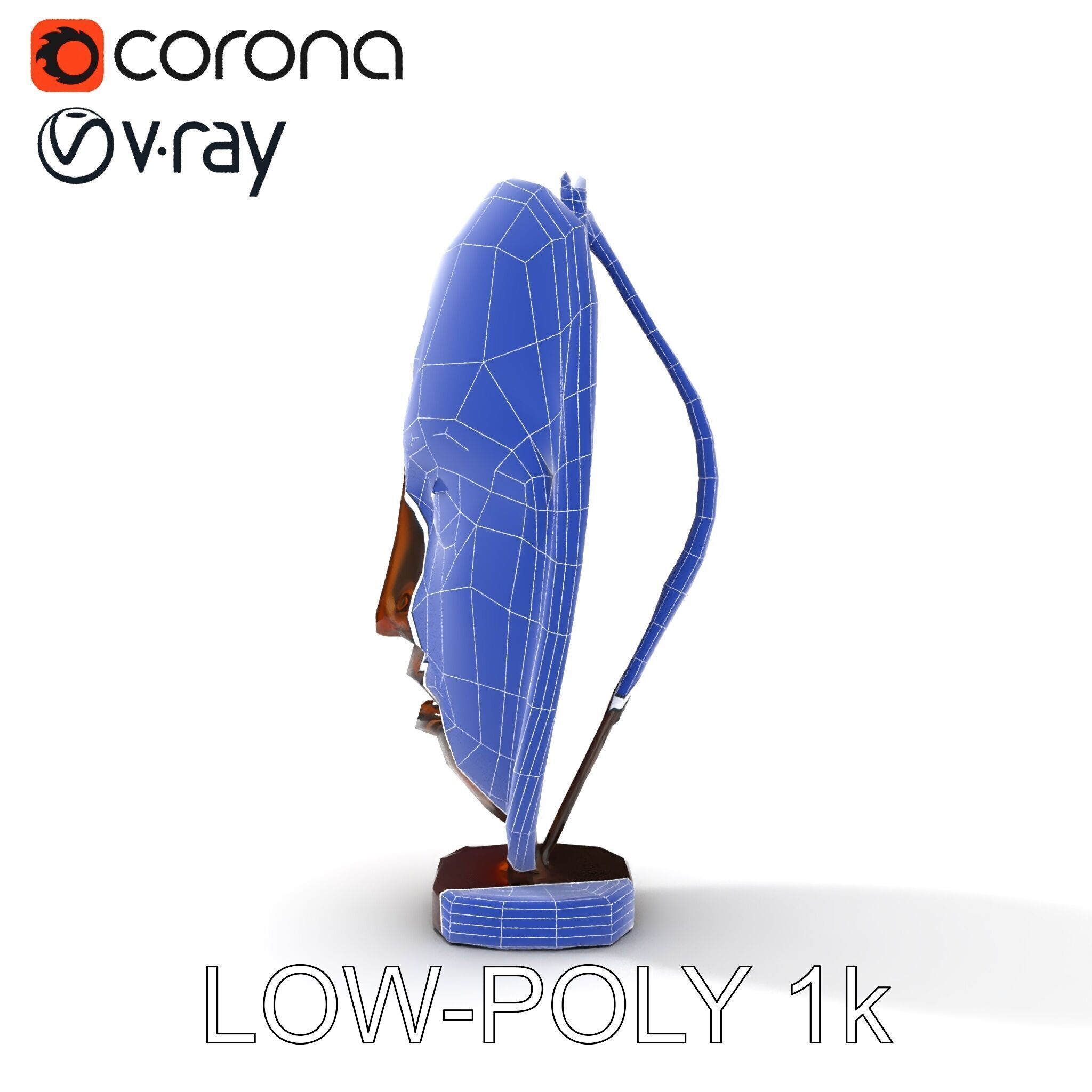 Decorative African Mask Model Pack Tribal Mask Sculpture Set Low-poly 3D model_33