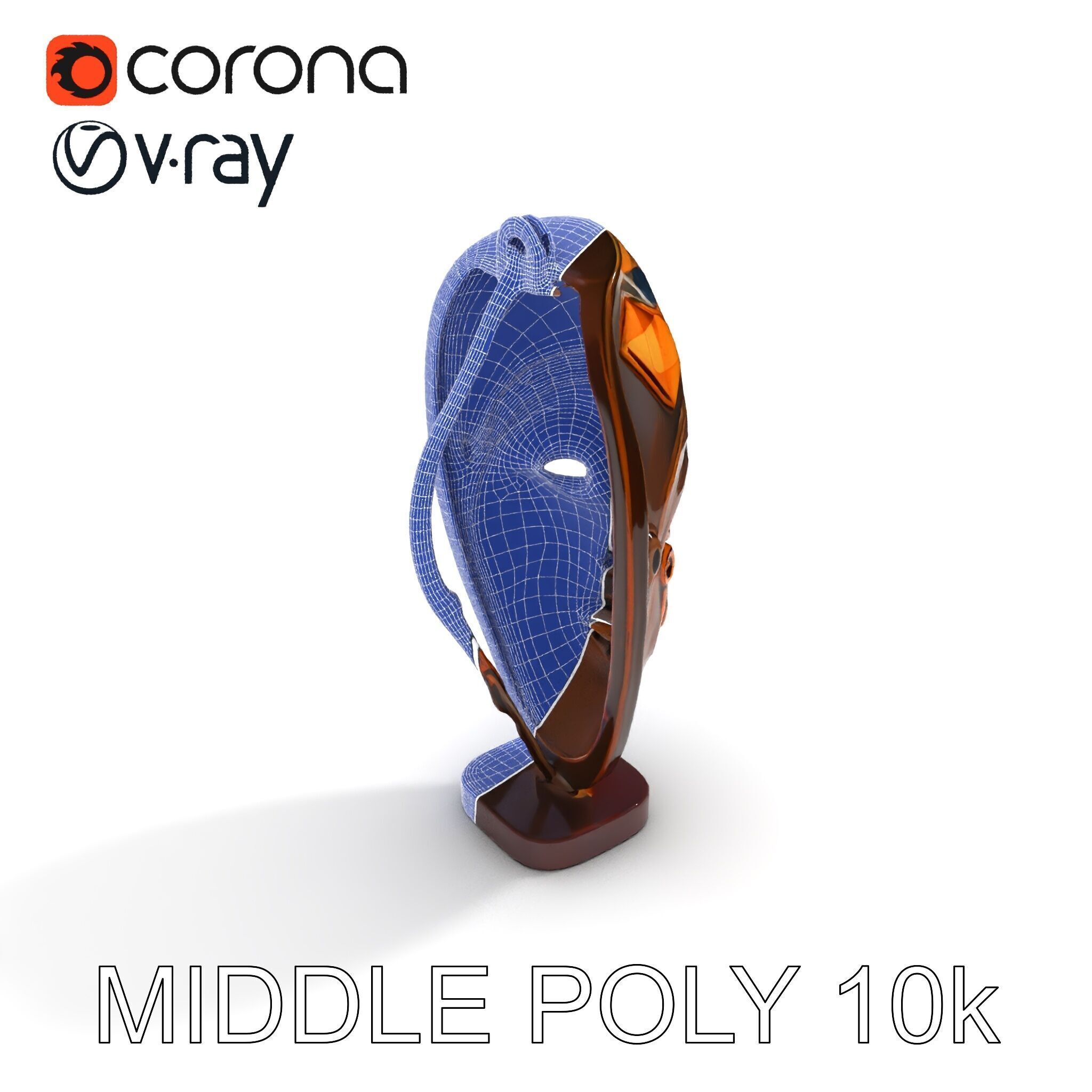 Decorative African Mask Model Pack Tribal Mask Sculpture Set Low-poly 3D model_32