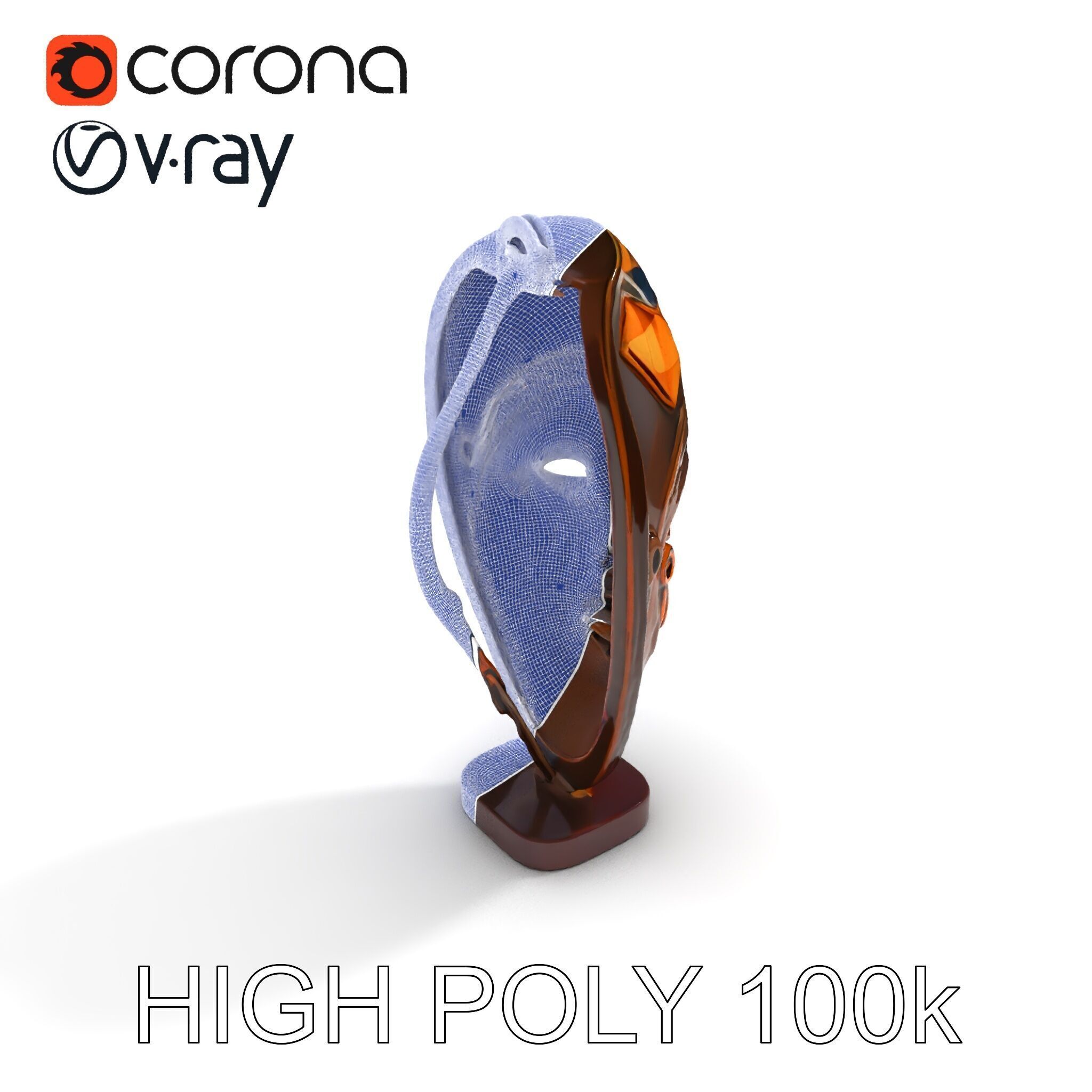 Decorative African Mask Model Pack Tribal Mask Sculpture Set Low-poly 3D model_11