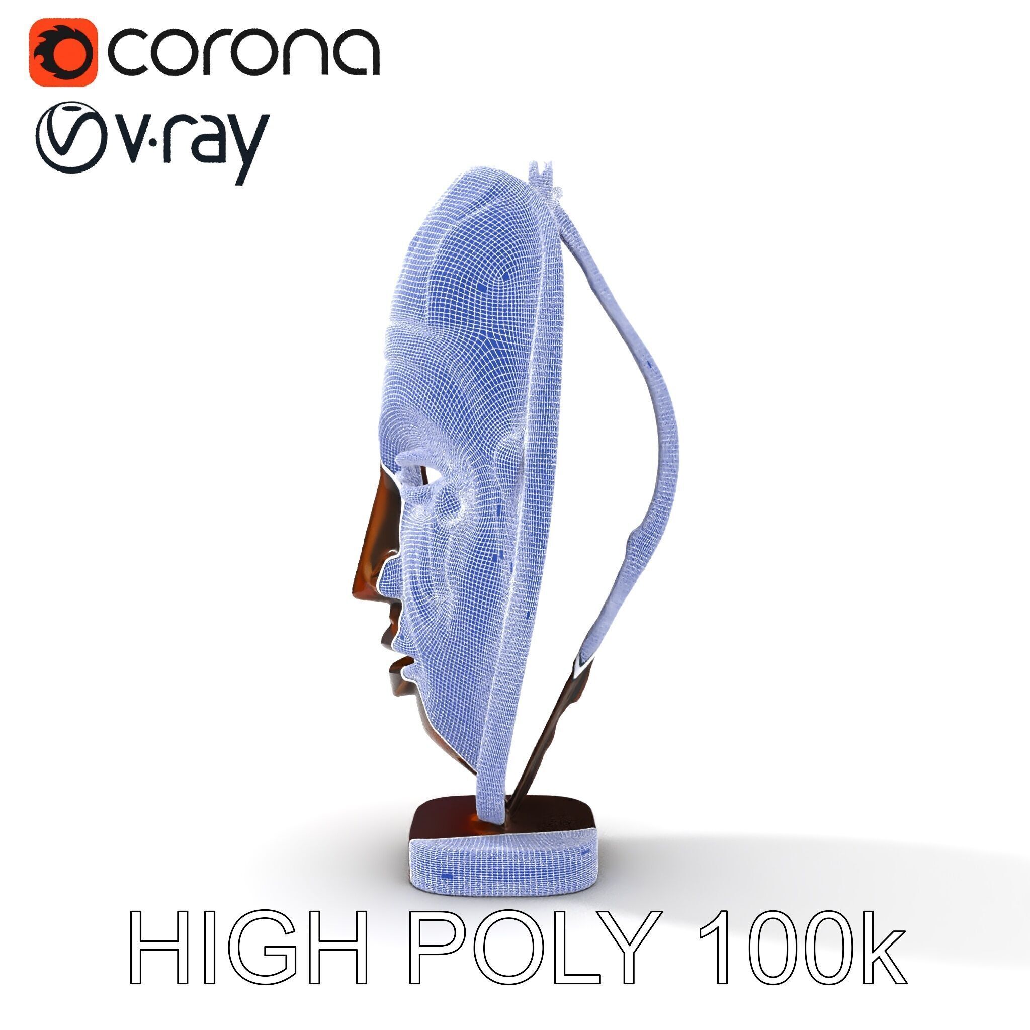 Decorative African Mask Model Pack Tribal Mask Sculpture Set Low-poly 3D model_8