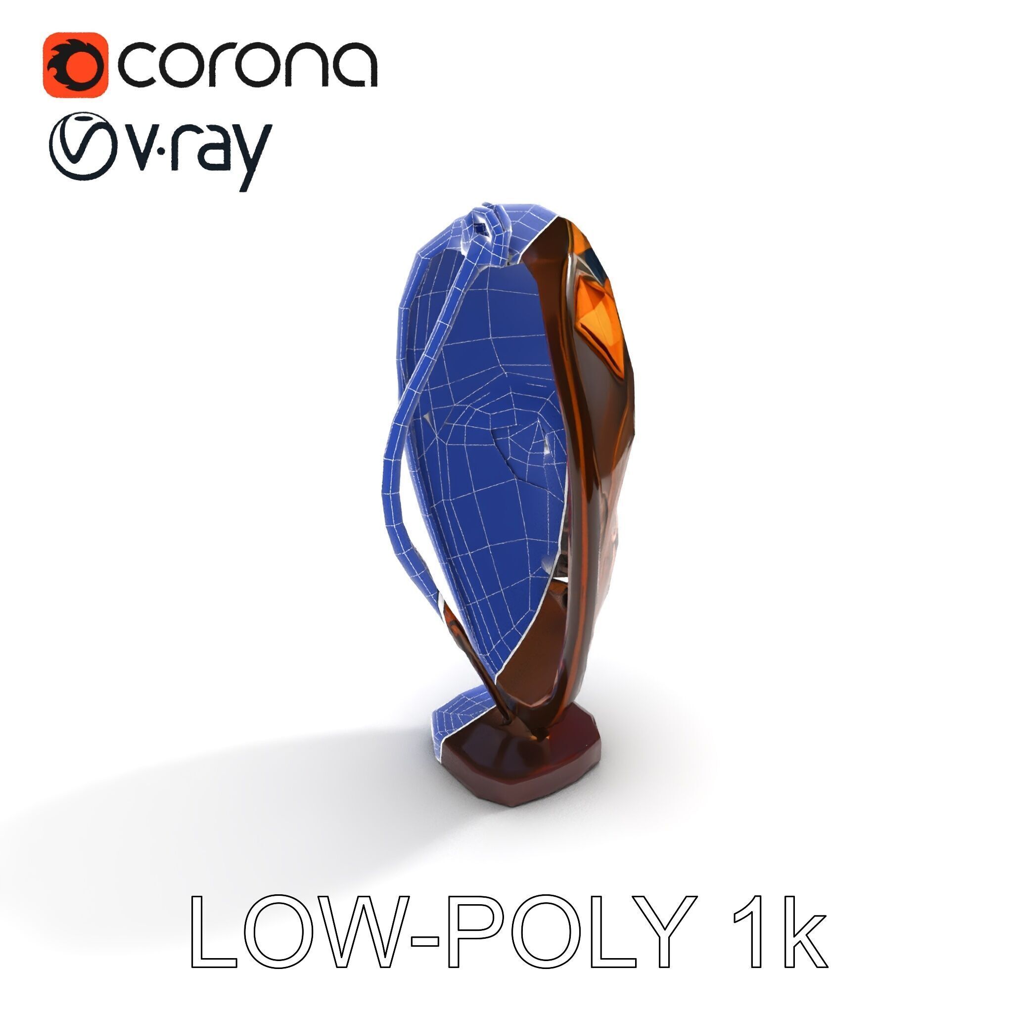 Decorative African Mask Model Pack Tribal Mask Sculpture Set Low-poly 3D model_7