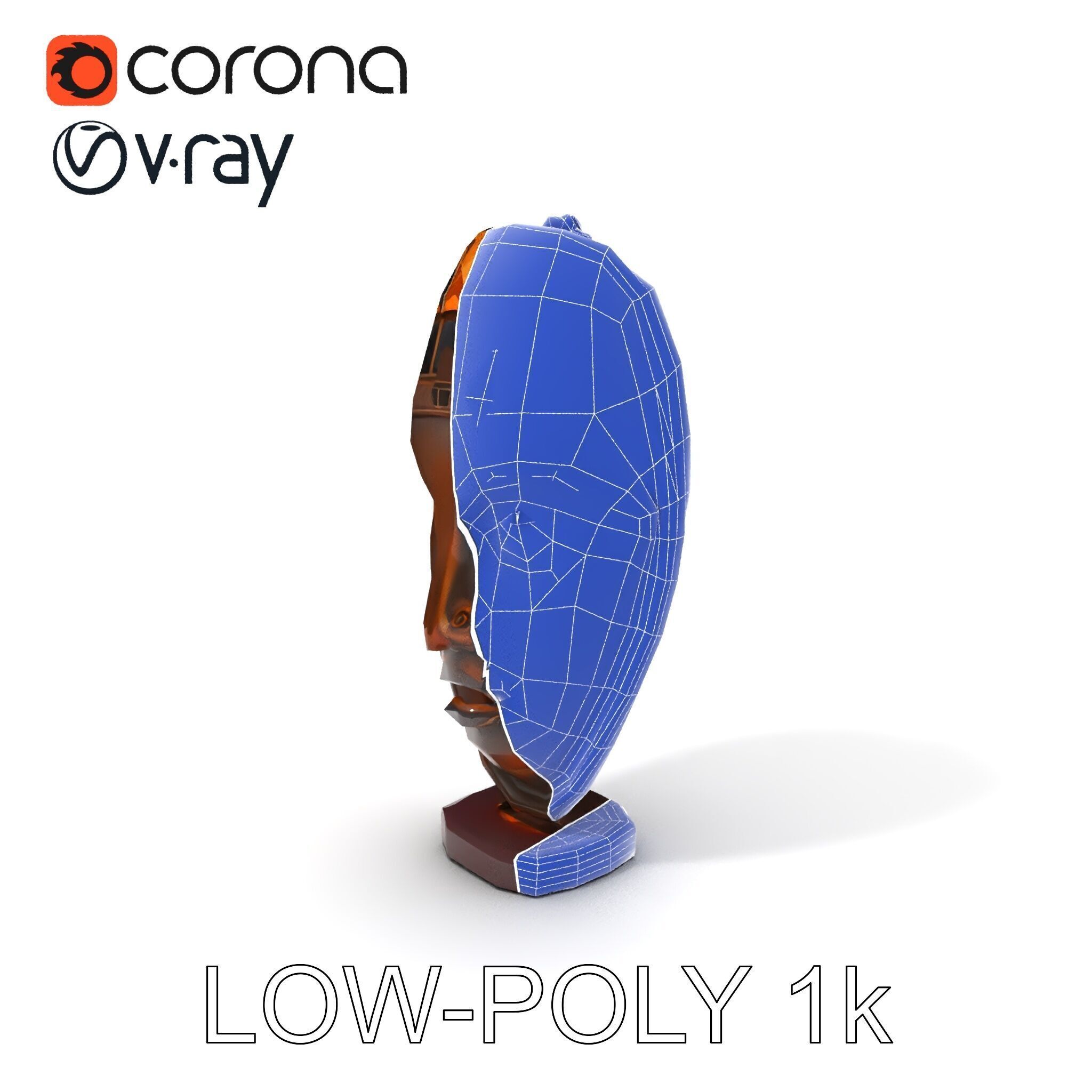 Decorative African Mask Model Pack Tribal Mask Sculpture Set Low-poly 3D model_21