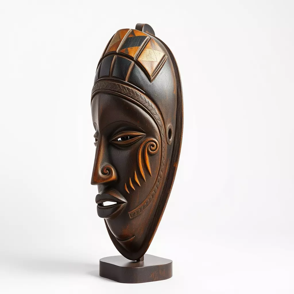 Decorative African Mask Model Pack Tribal Mask Sculpture Set Low-poly 3D model_0