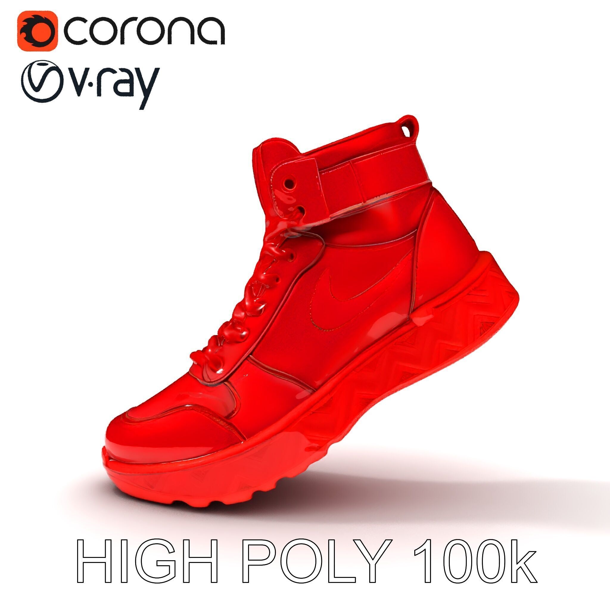 Red HighTop Sneaker Model Pack Low-poly 3D model_8