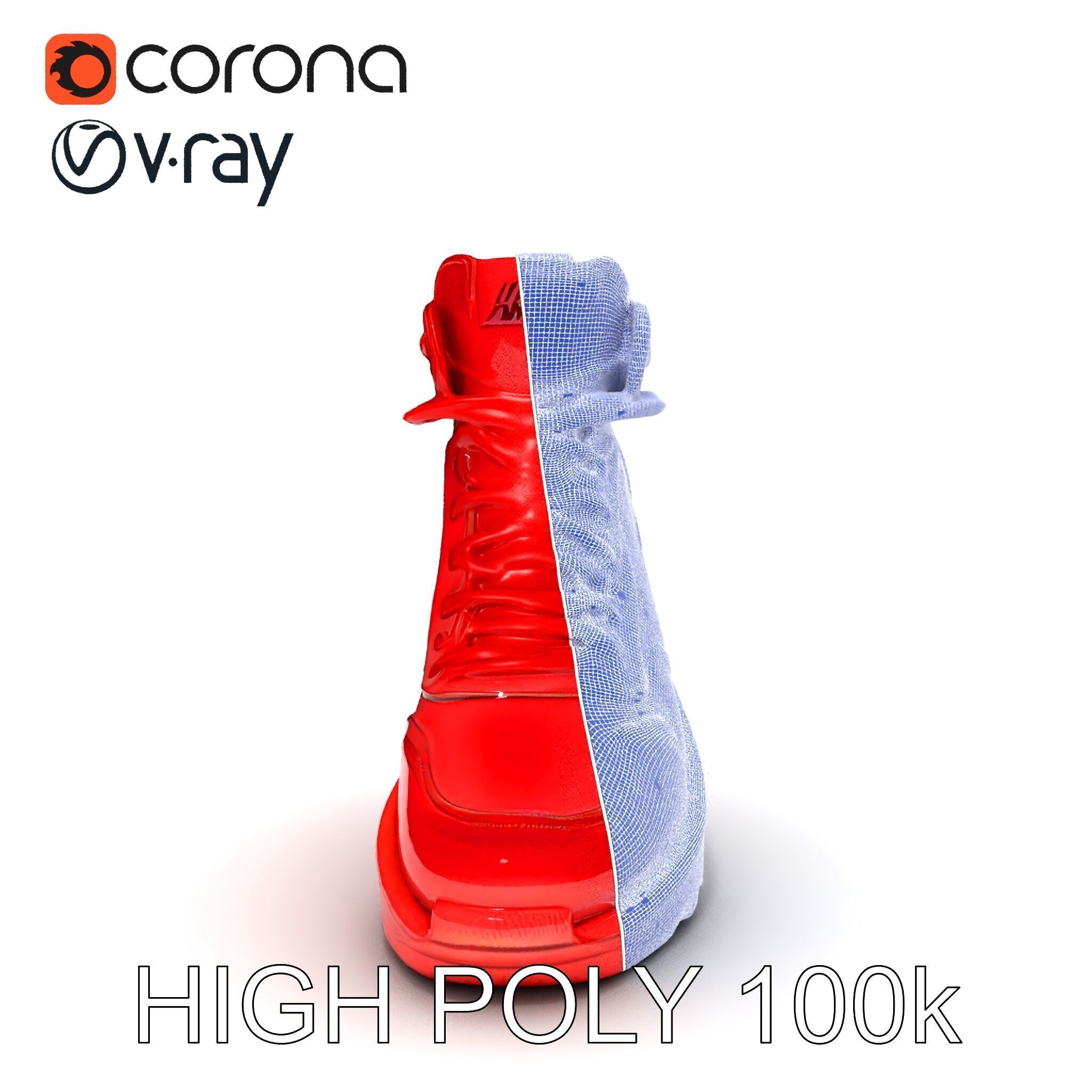 Red HighTop Sneaker Model Pack Low-poly 3D model_19