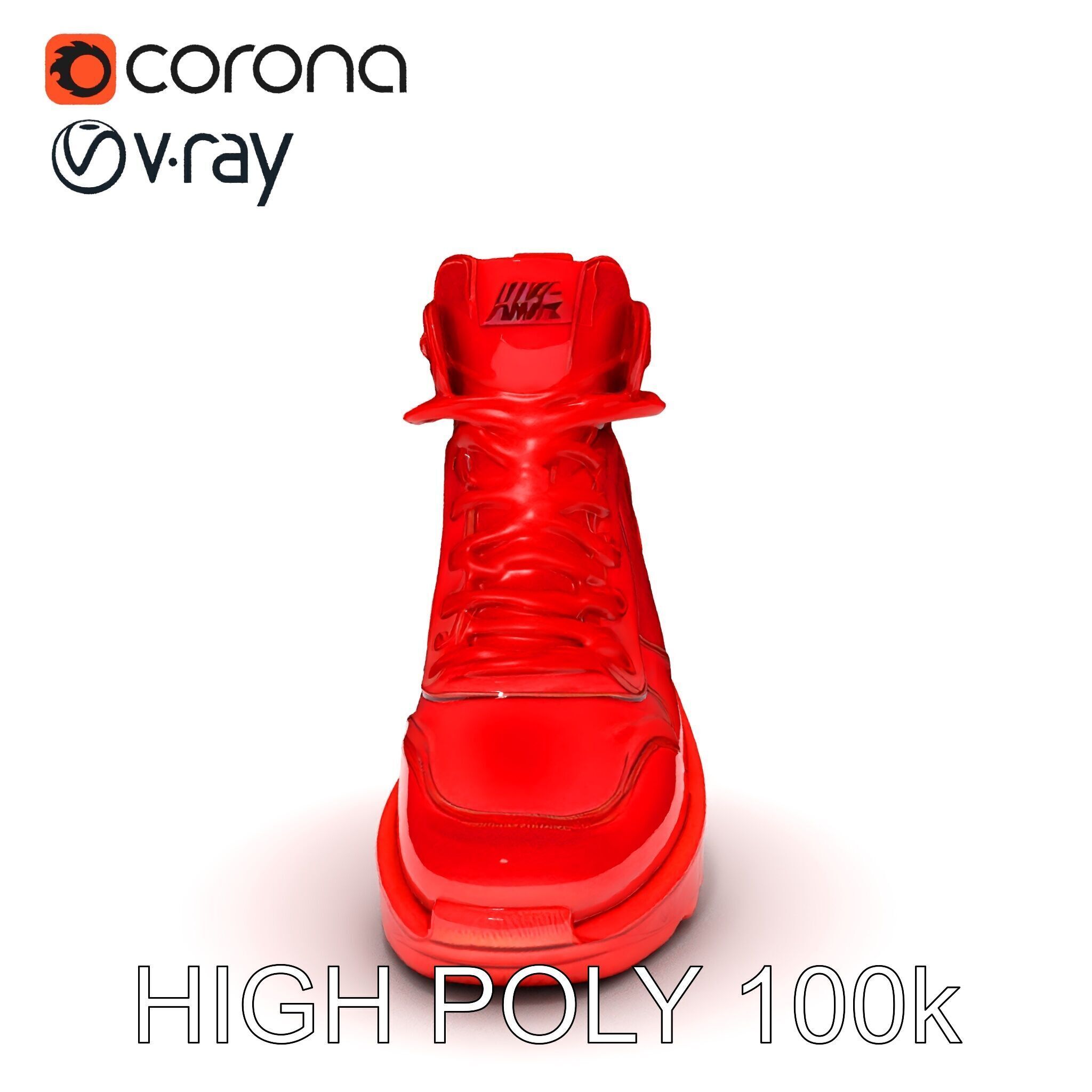 Red HighTop Sneaker Model Pack Low-poly 3D model_35