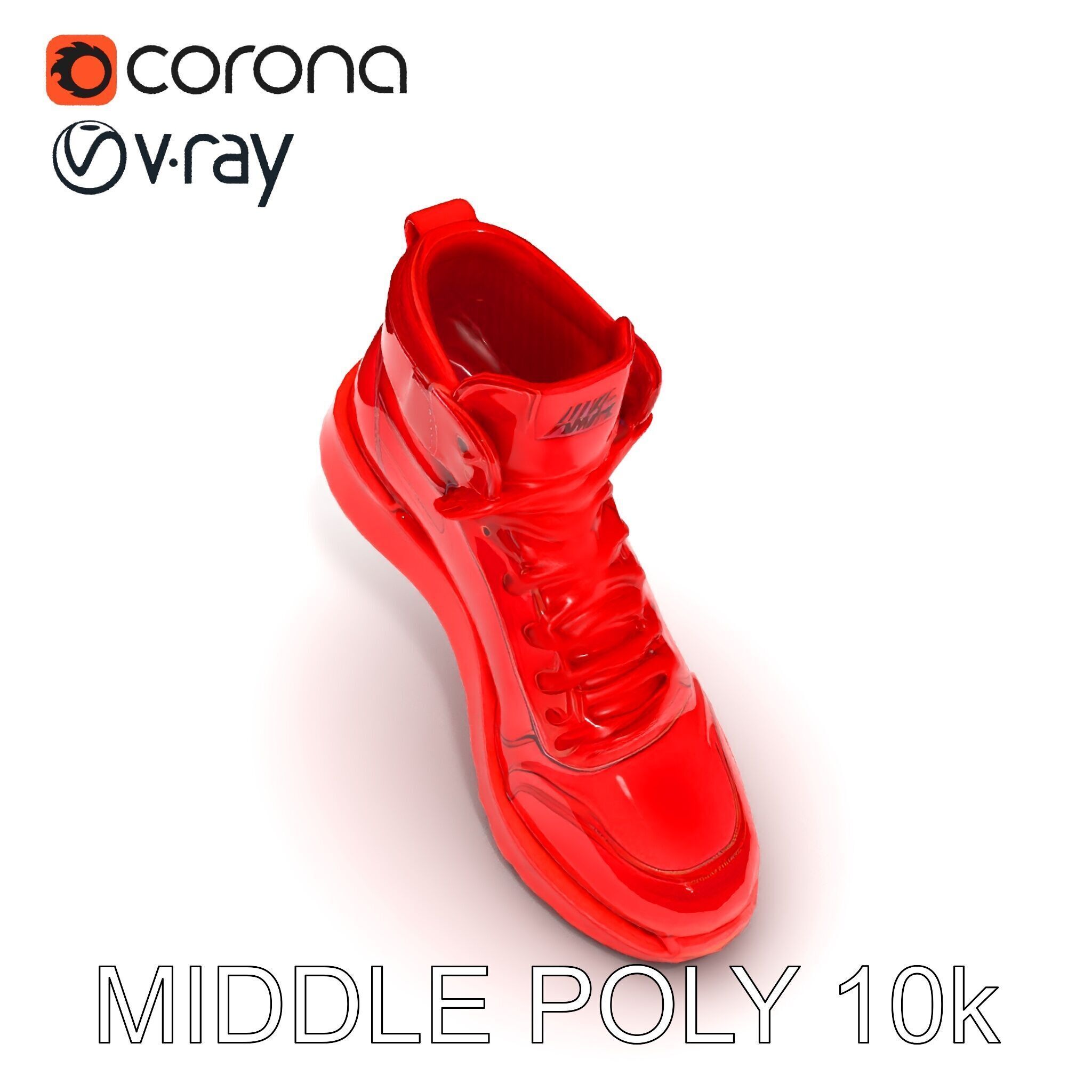Red HighTop Sneaker Model Pack Low-poly 3D model_12