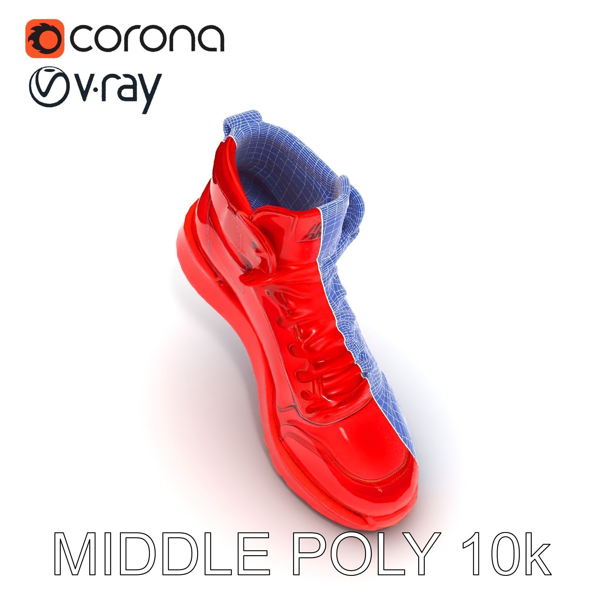 Red HighTop Sneaker Model Pack Low-poly 3D model_9