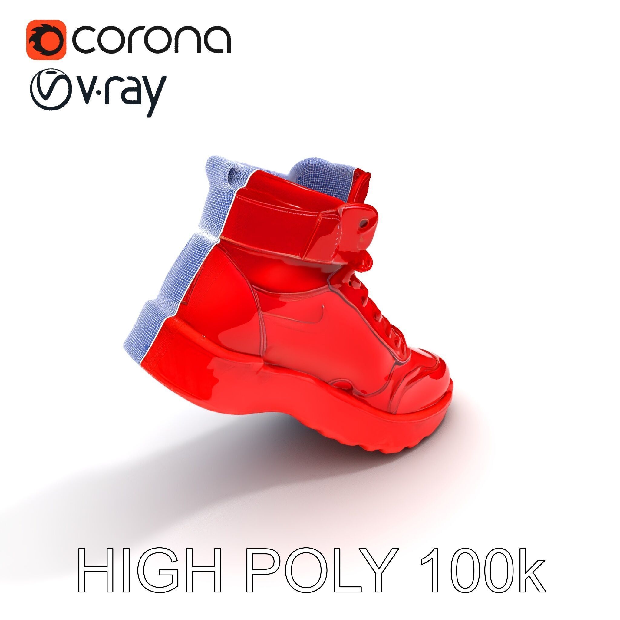 Red HighTop Sneaker Model Pack Low-poly 3D model_11