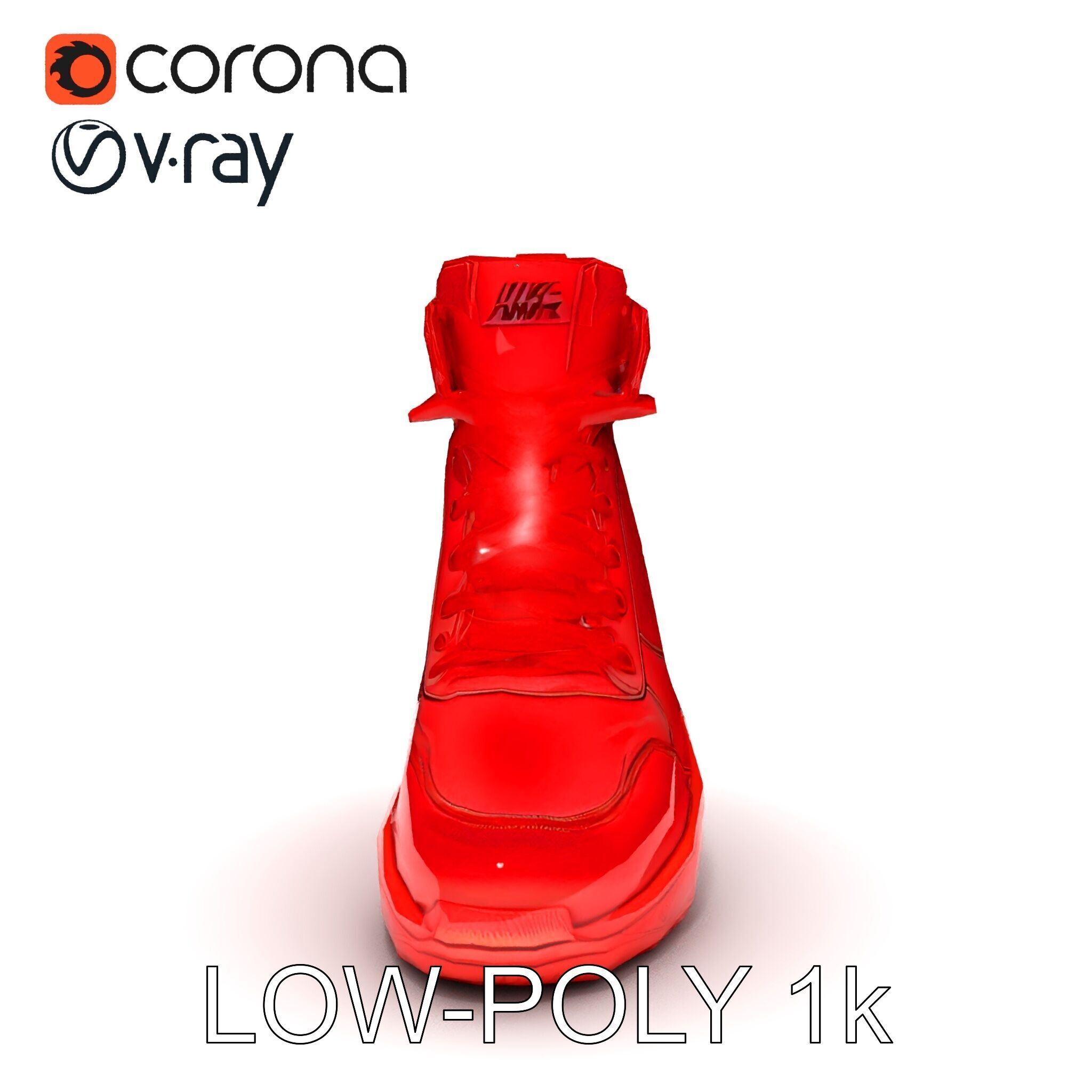 Red HighTop Sneaker Model Pack Low-poly 3D model_34