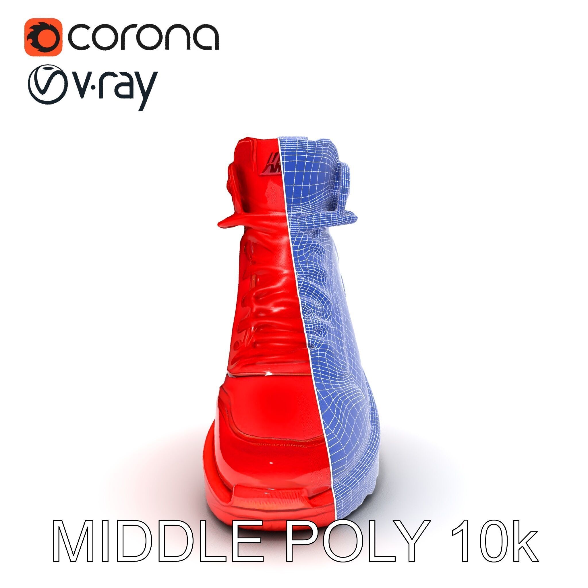 Red HighTop Sneaker Model Pack Low-poly 3D model_31