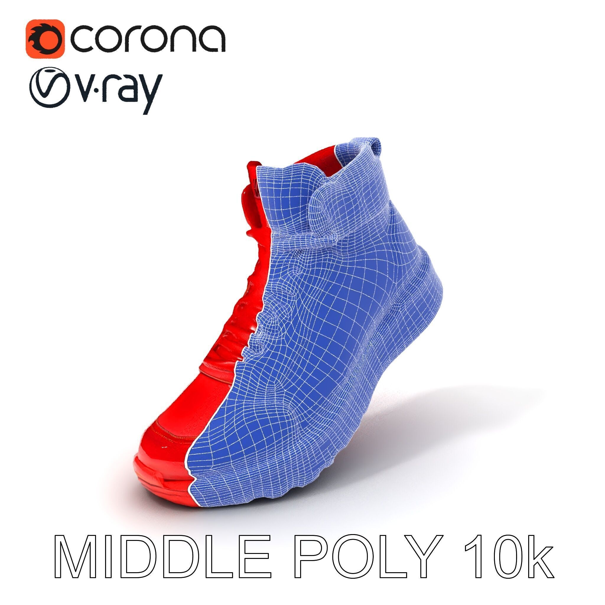 Red HighTop Sneaker Model Pack Low-poly 3D model_28