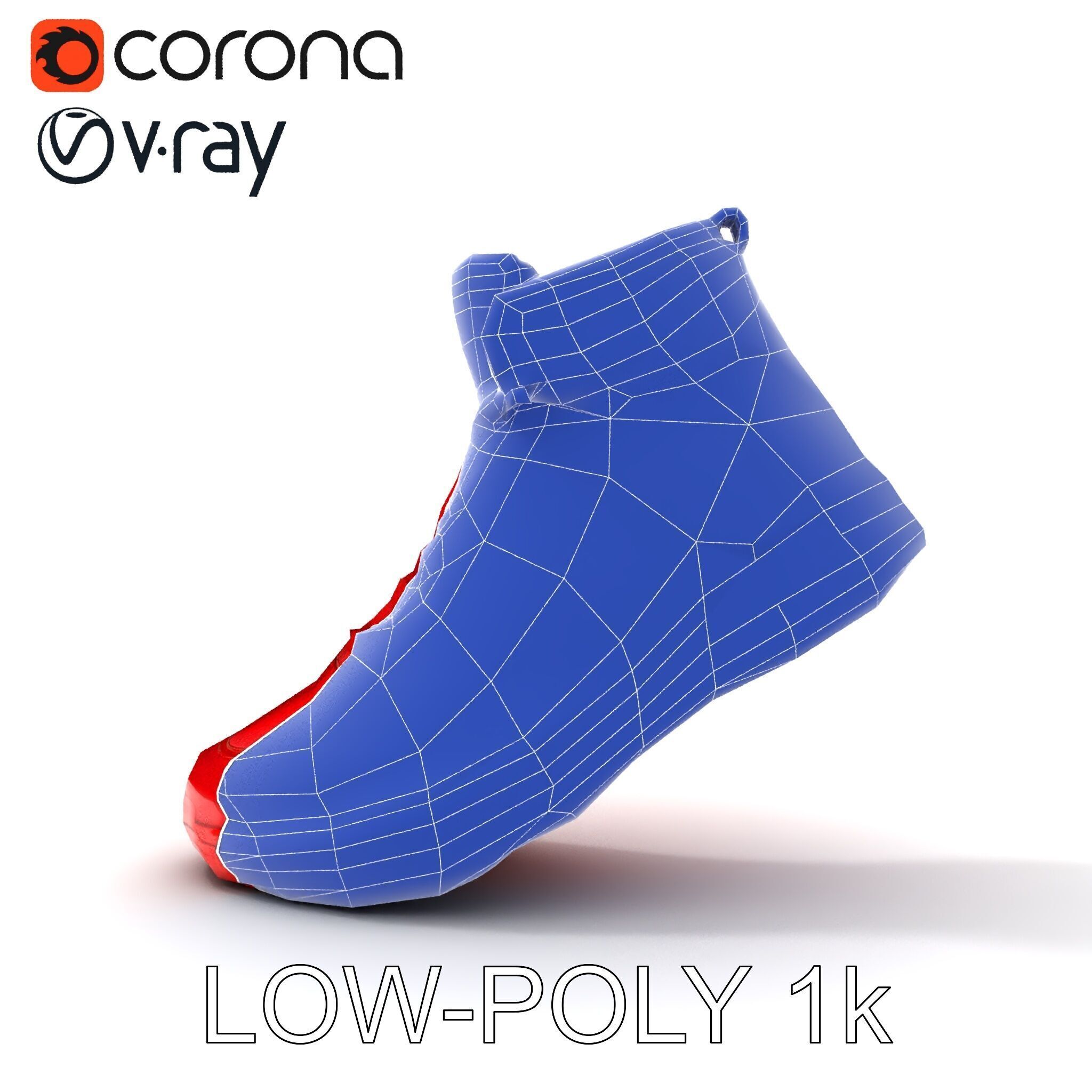 Red HighTop Sneaker Model Pack Low-poly 3D model_24