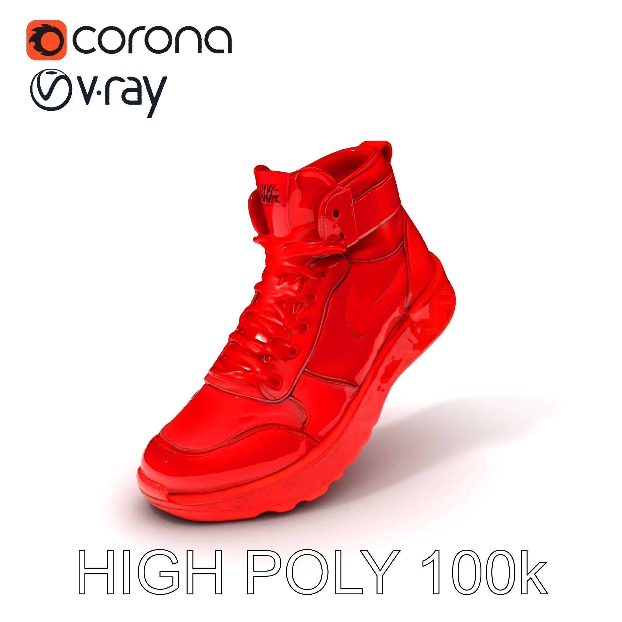 Red HighTop Sneaker Model Pack Low-poly 3D model_3