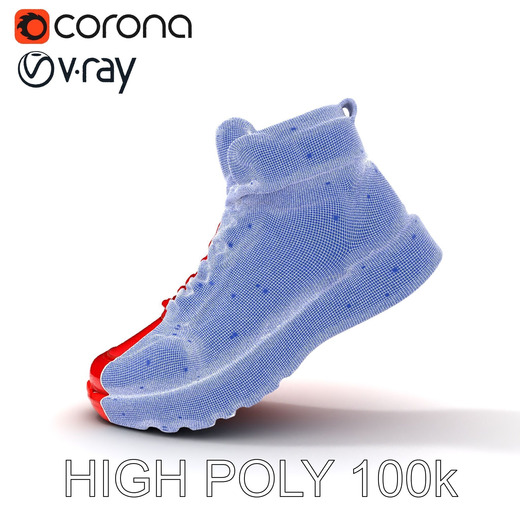 Red HighTop Sneaker Model Pack Low-poly 3D model_16