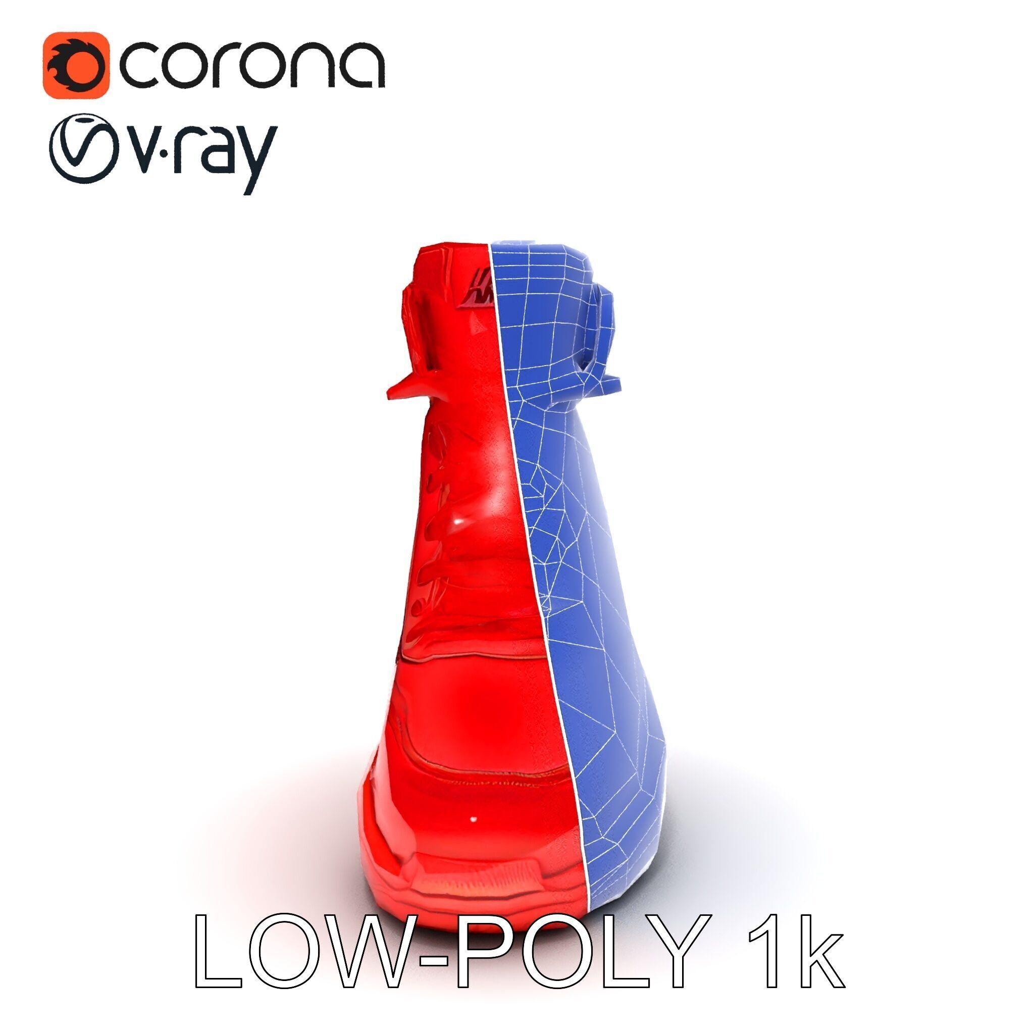 Red HighTop Sneaker Model Pack Low-poly 3D model_10