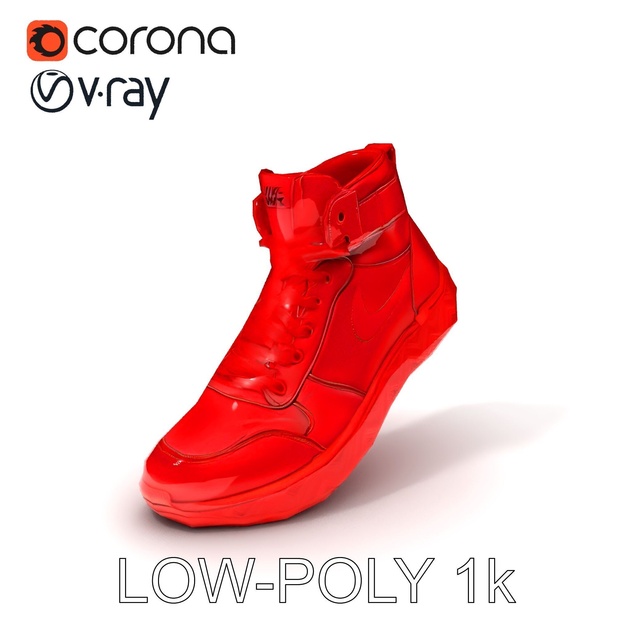 Red HighTop Sneaker Model Pack Low-poly 3D model_13