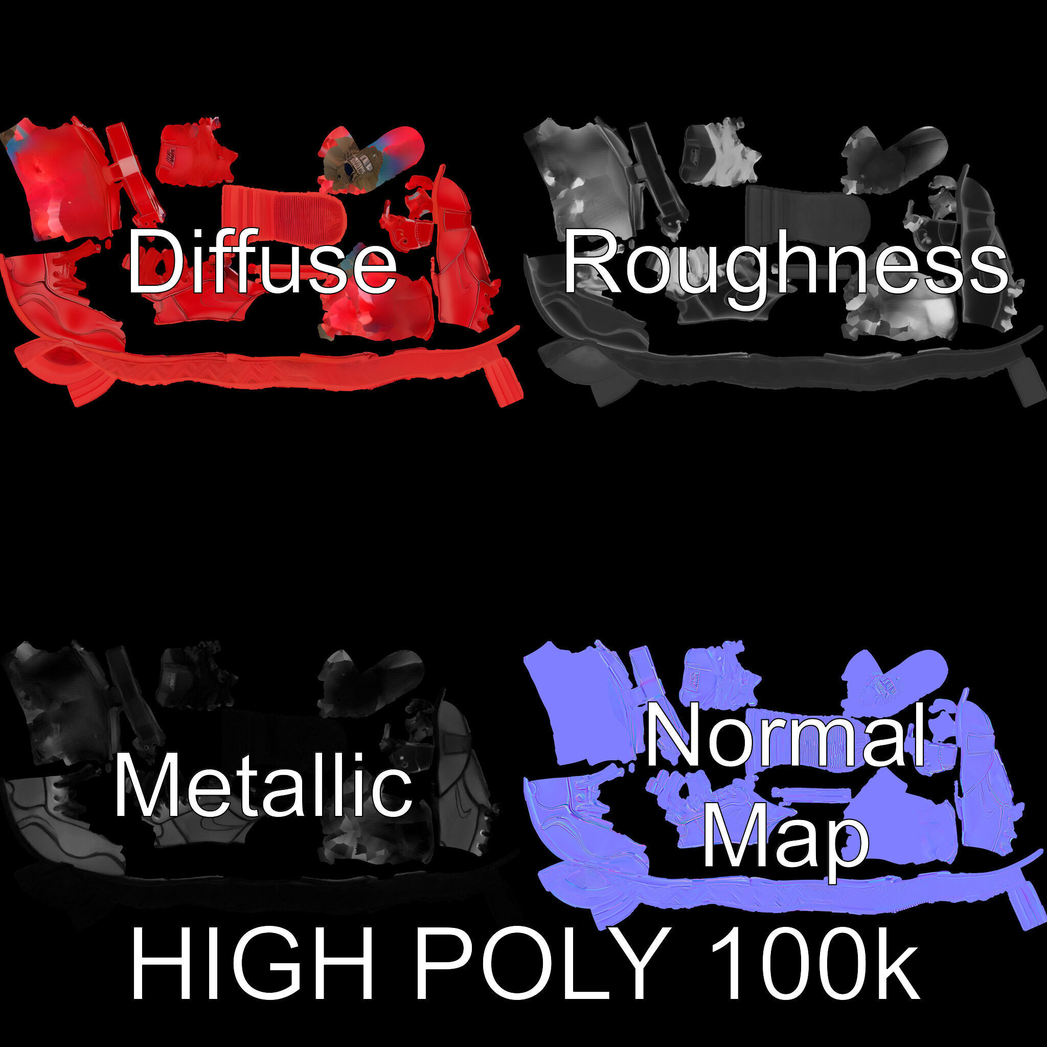 Red HighTop Sneaker Model Pack Low-poly 3D model_2