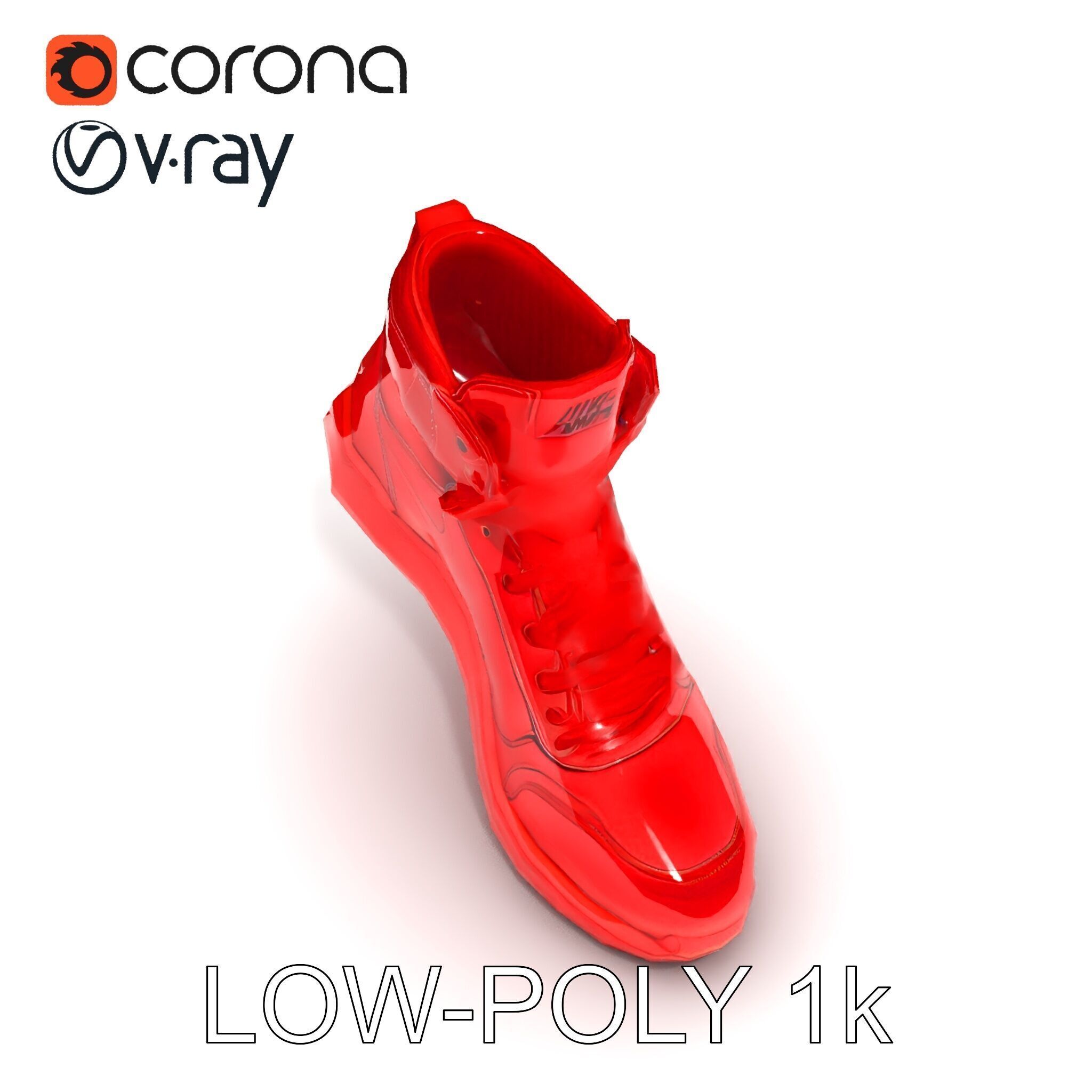 Red HighTop Sneaker Model Pack Low-poly 3D model_18