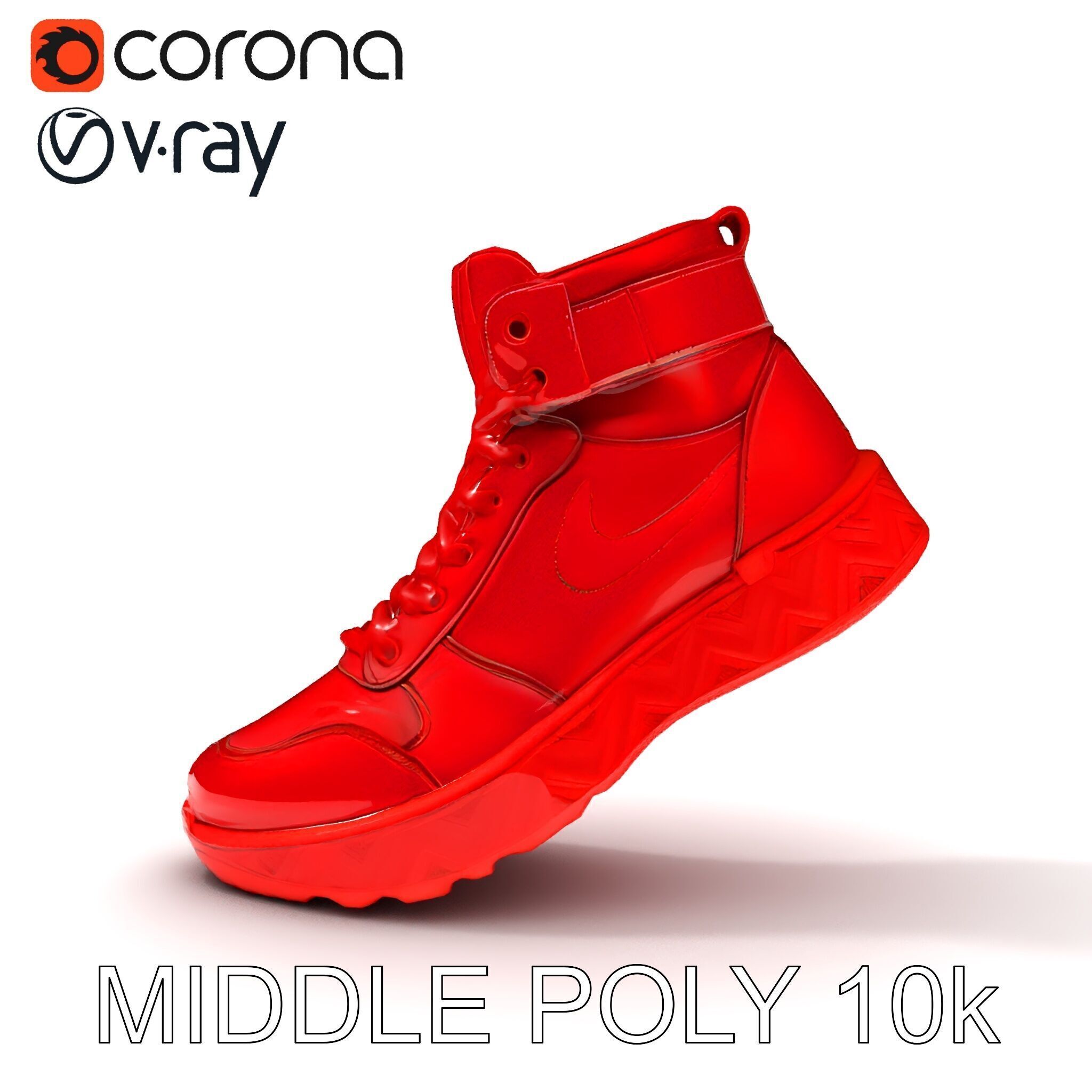 Red HighTop Sneaker Model Pack Low-poly 3D model_20