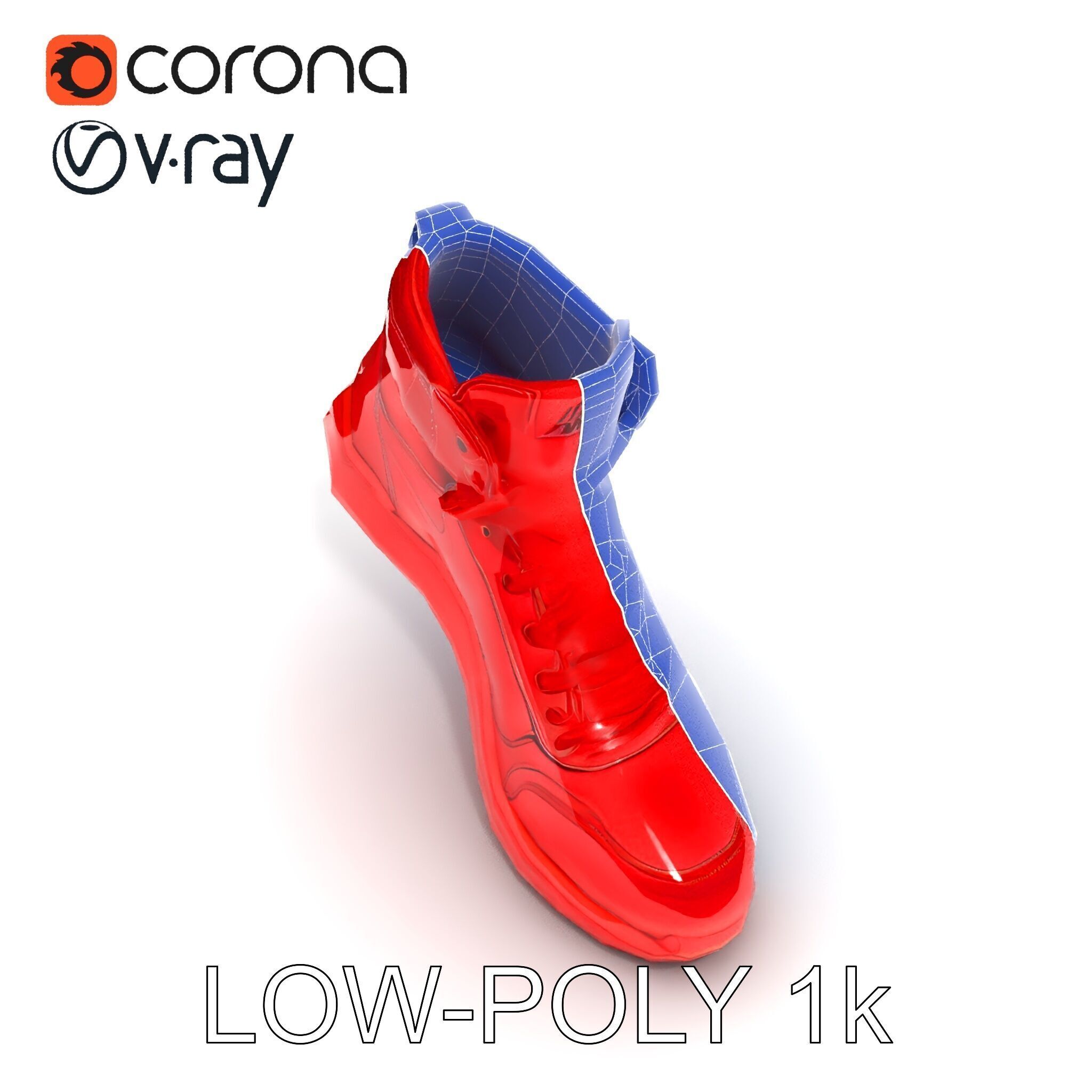 Red HighTop Sneaker Model Pack Low-poly 3D model_29