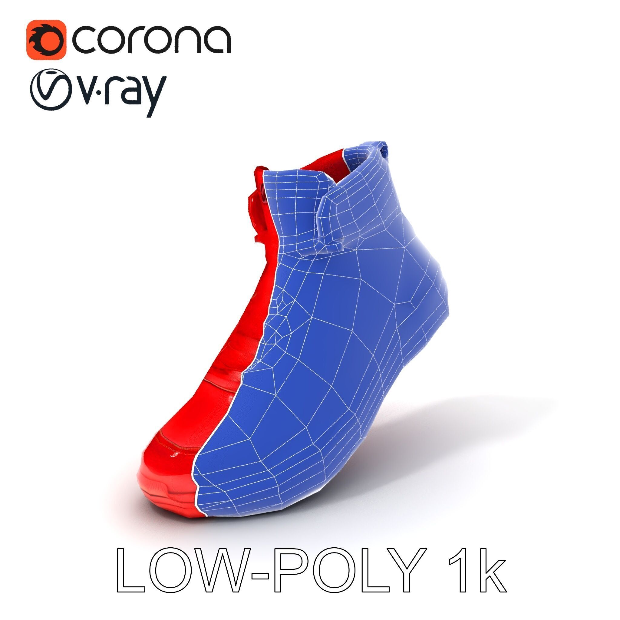Red HighTop Sneaker Model Pack Low-poly 3D model_26