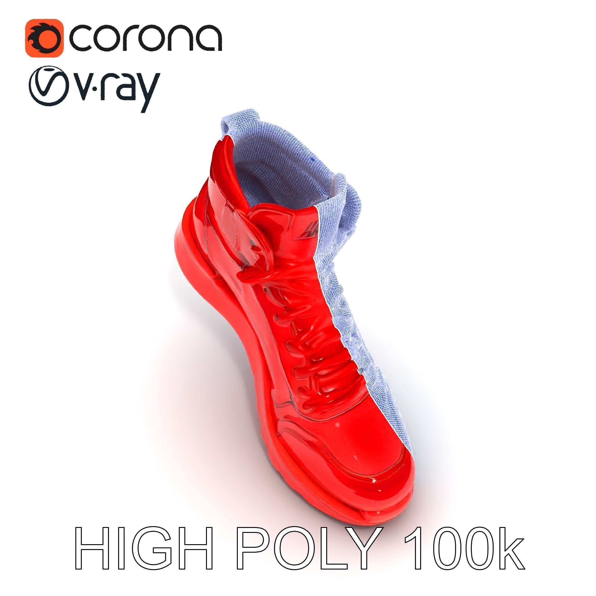 Red HighTop Sneaker Model Pack Low-poly 3D model_27