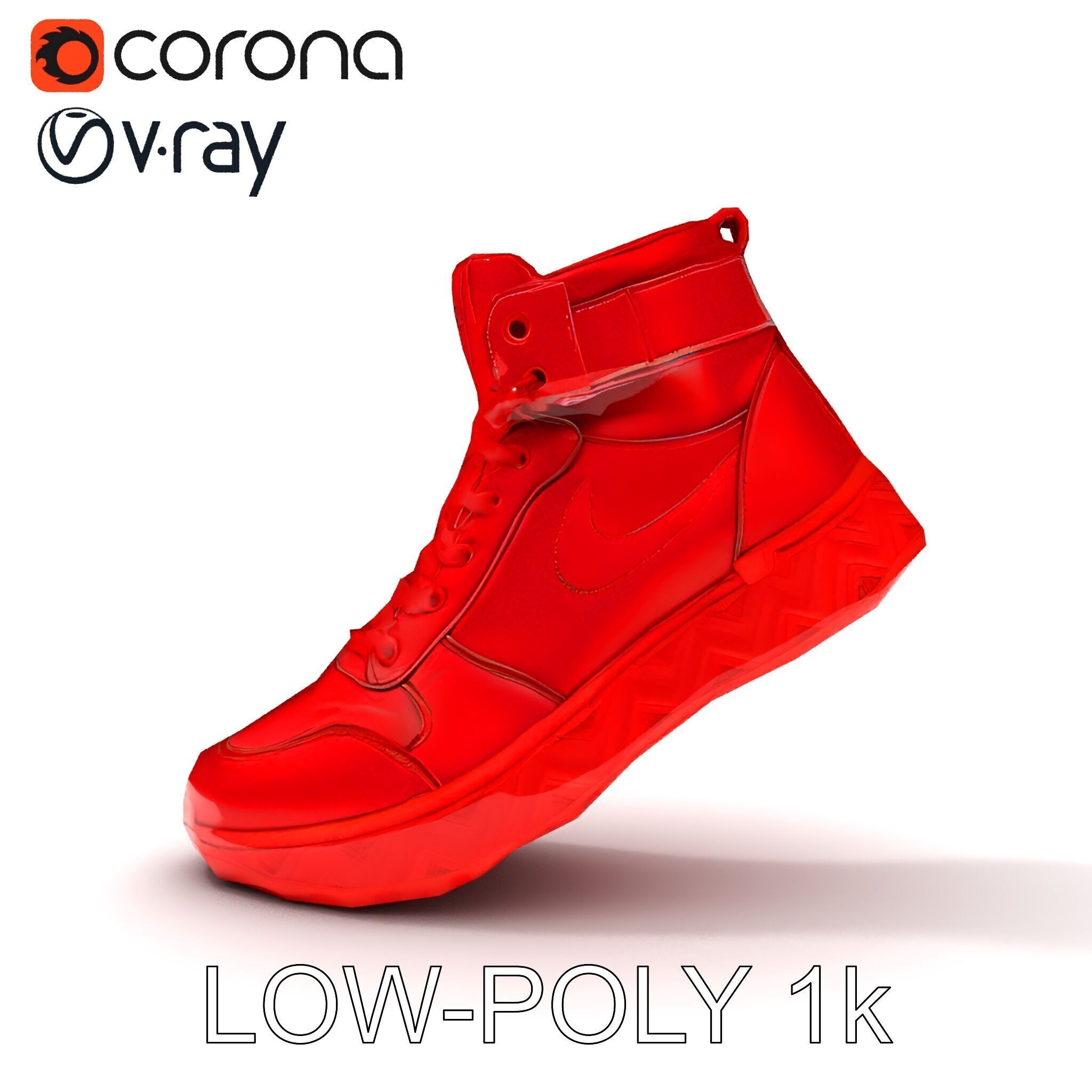 Red HighTop Sneaker Model Pack Low-poly 3D model_21