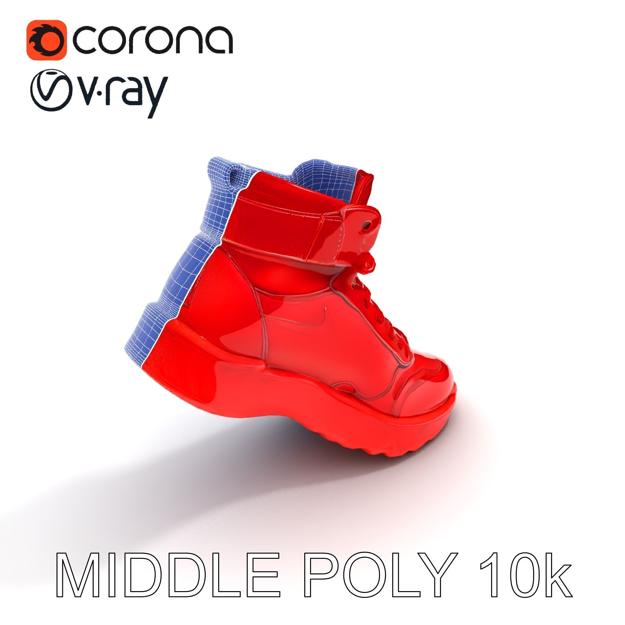 Red HighTop Sneaker Model Pack Low-poly 3D model_25