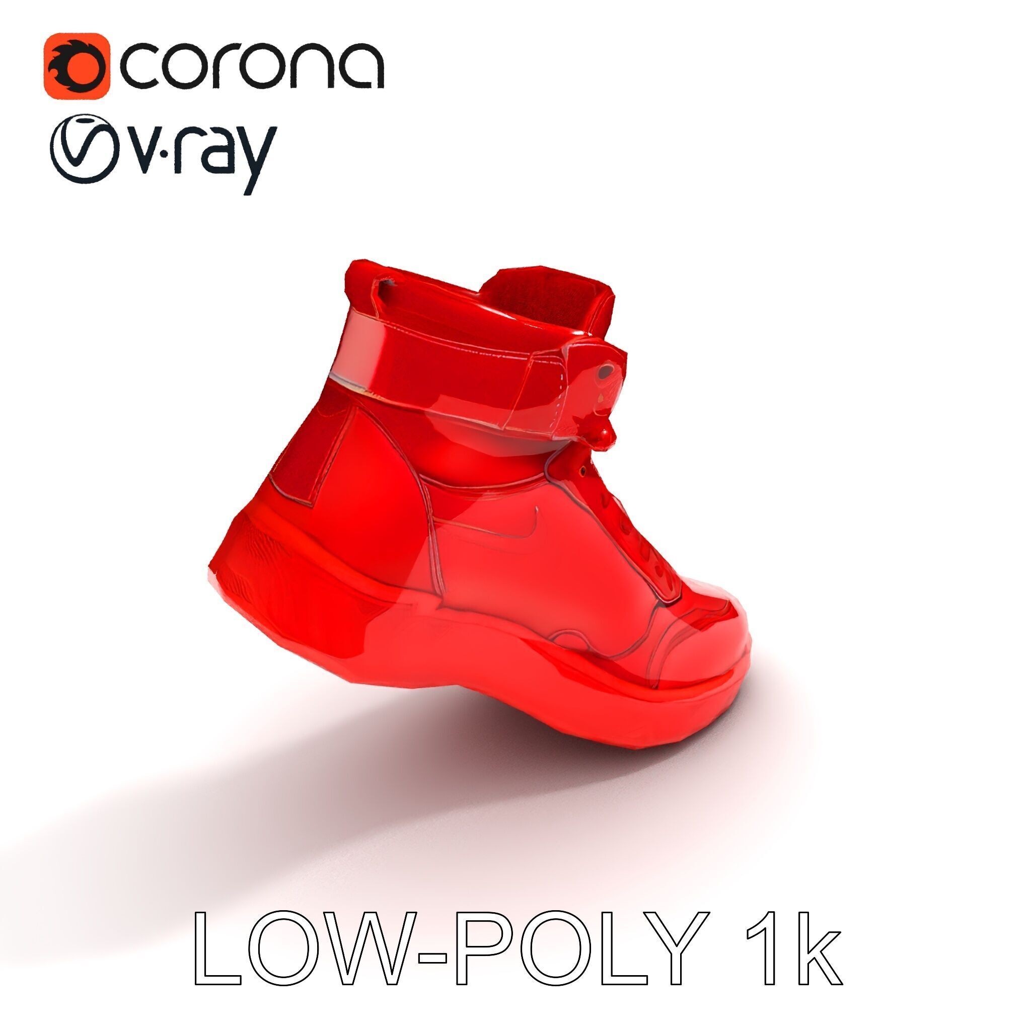 Red HighTop Sneaker Model Pack Low-poly 3D model_32