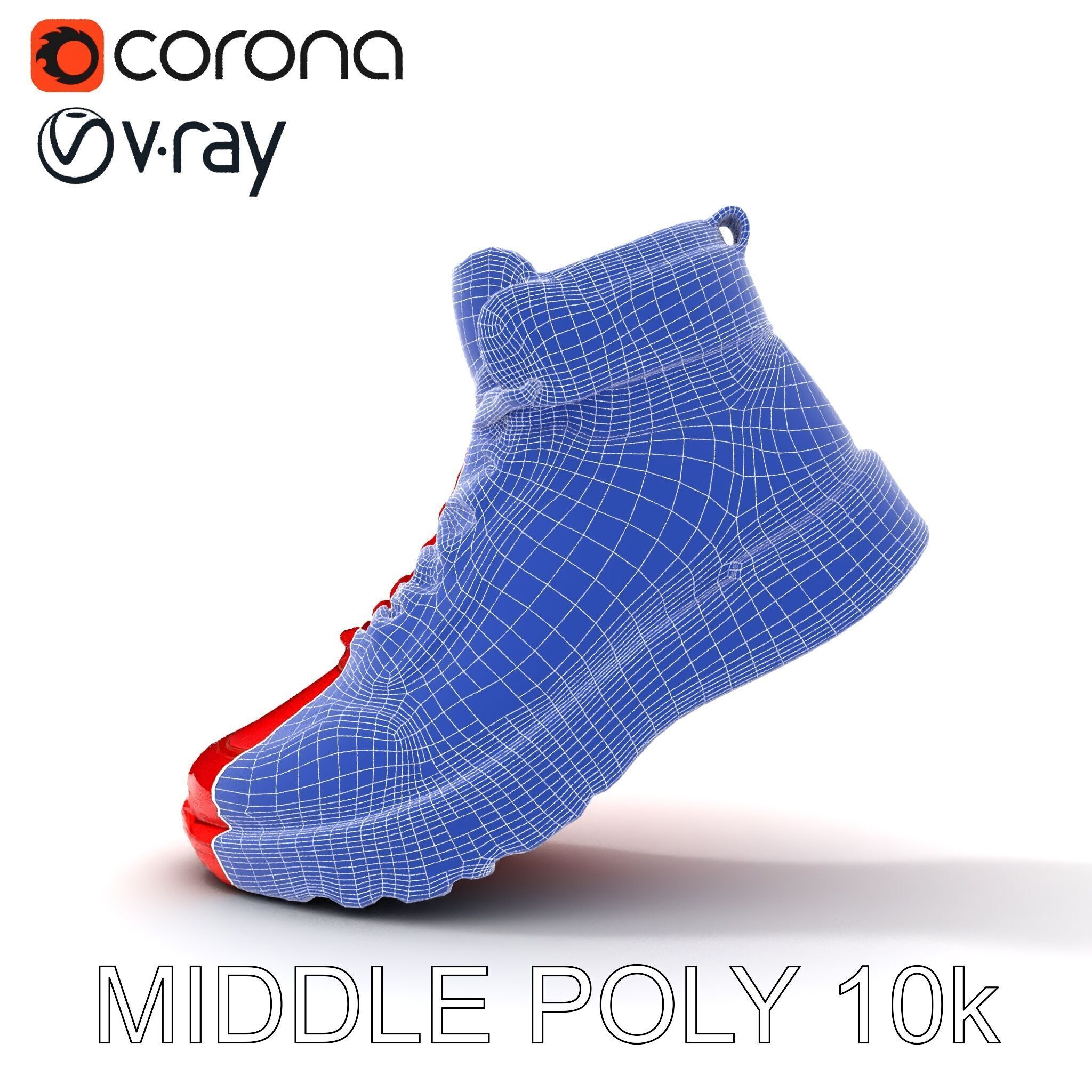 Red HighTop Sneaker Model Pack Low-poly 3D model_23