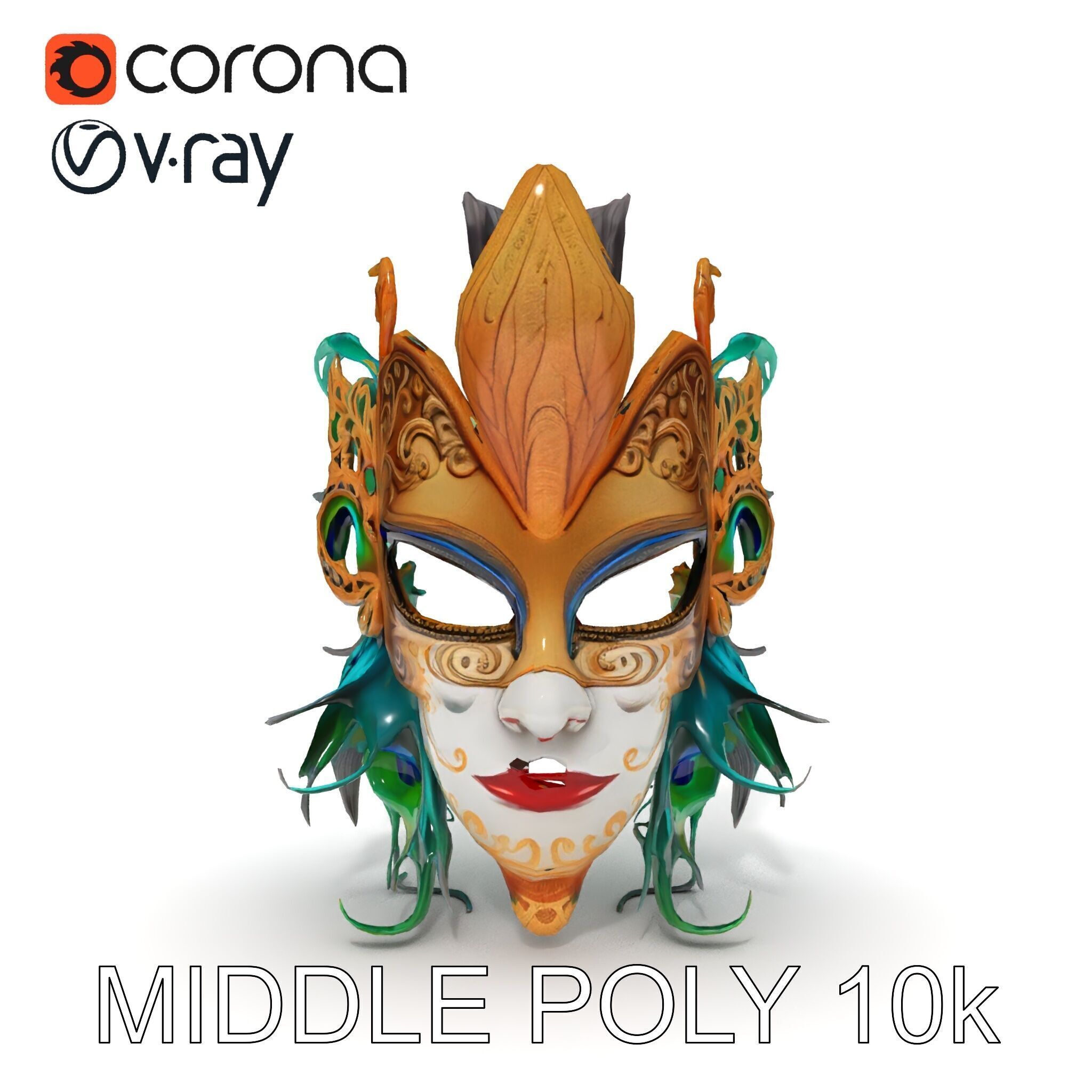 Intricate Venetian Carnival Mask Model Pack Low-poly 3D model_27