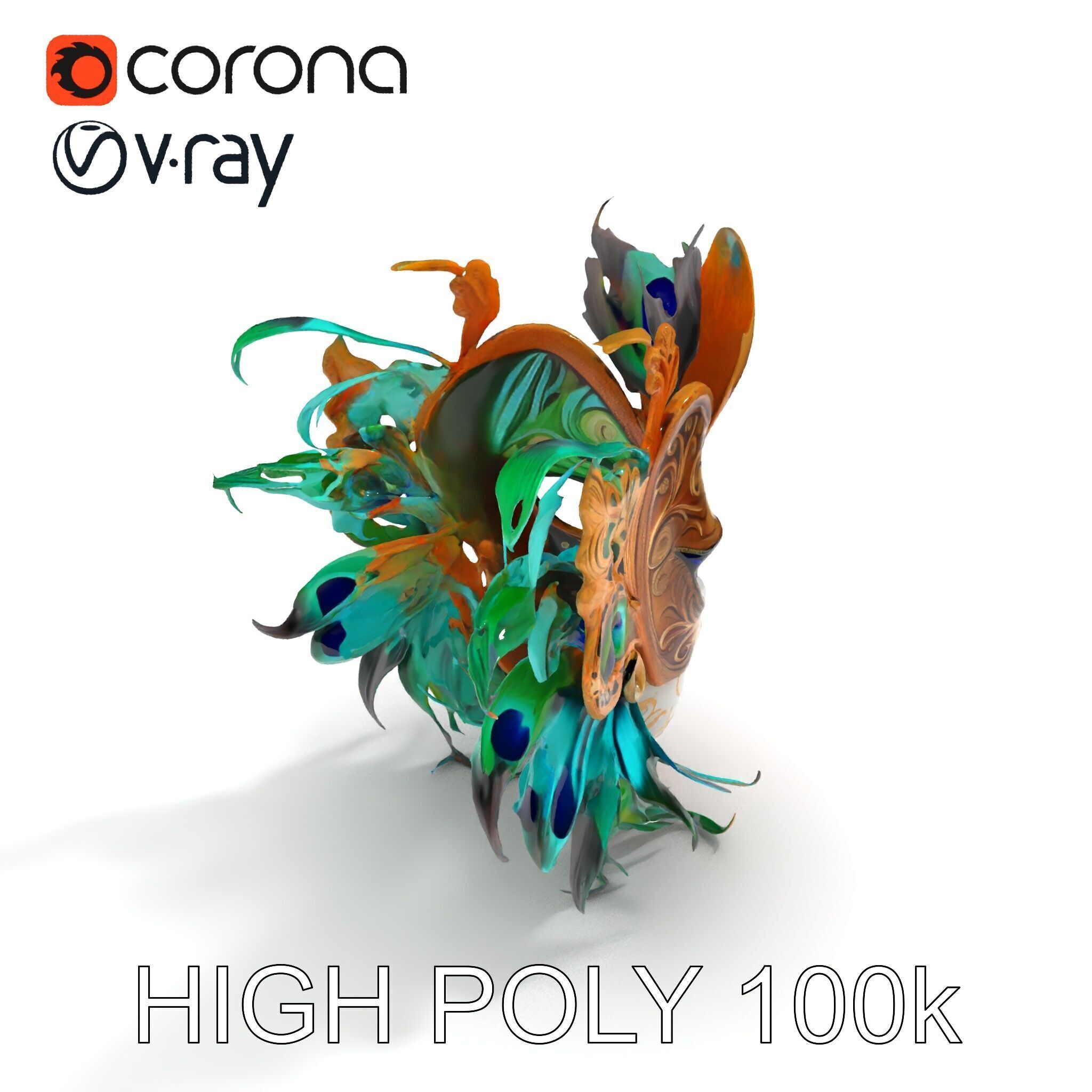Intricate Venetian Carnival Mask Model Pack Low-poly 3D model_13