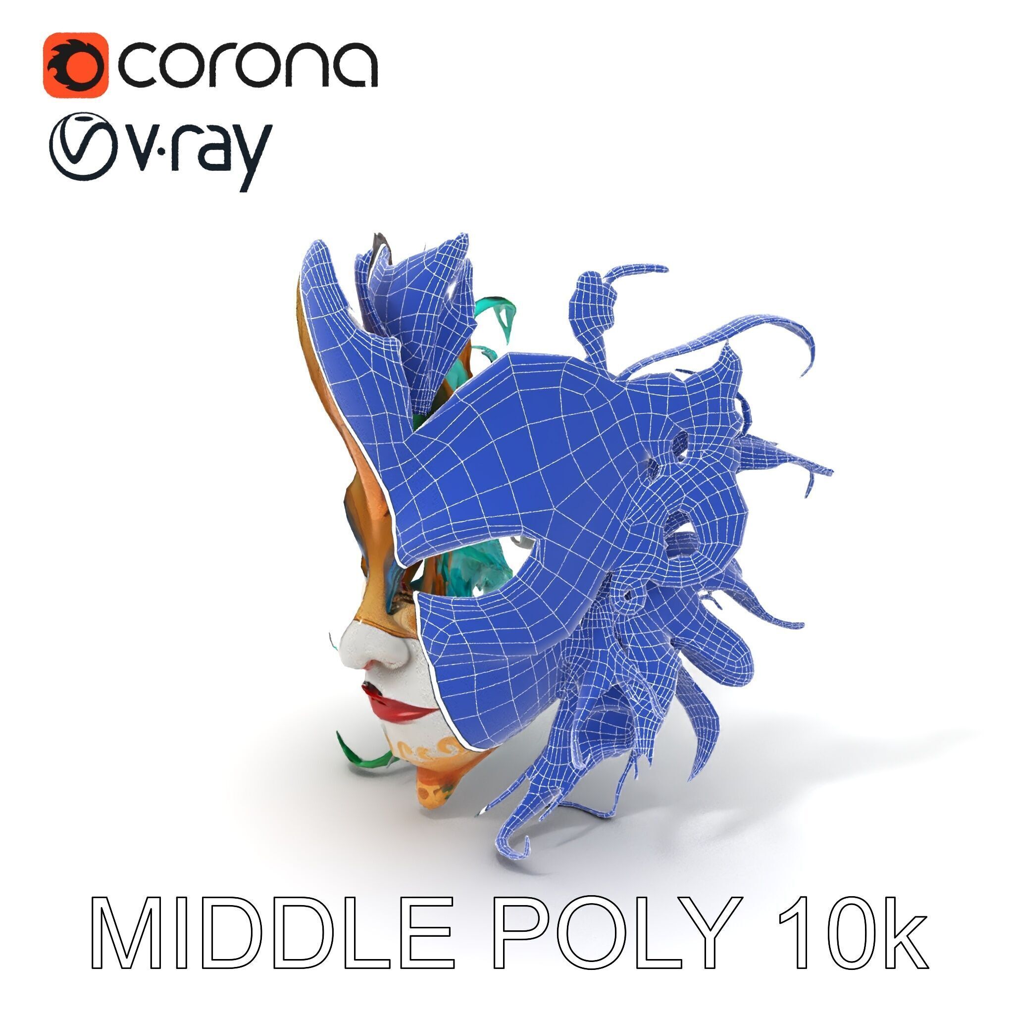 Intricate Venetian Carnival Mask Model Pack Low-poly 3D model_14