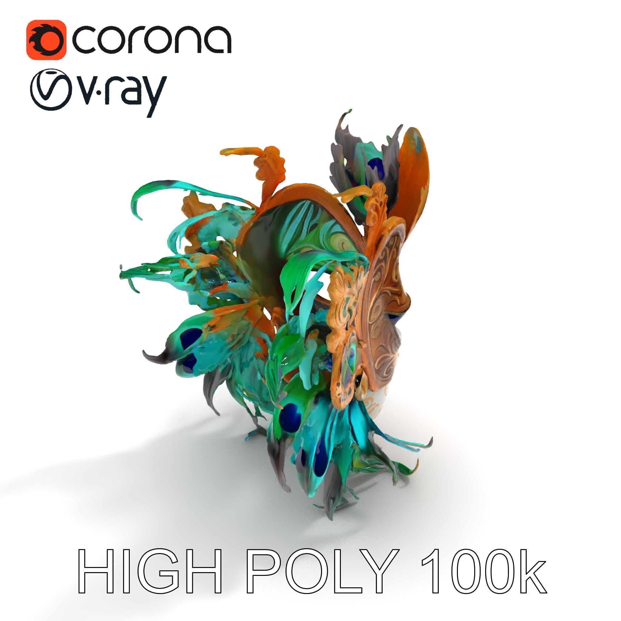 Intricate Venetian Carnival Mask Model Pack Low-poly 3D model_15