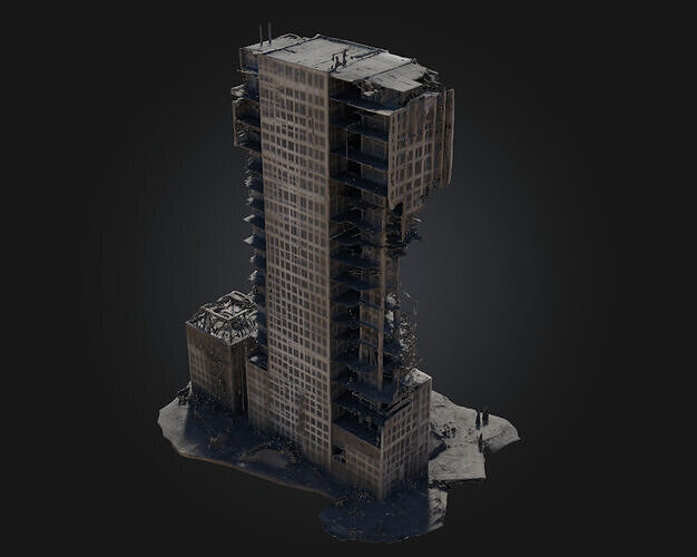 Ravaged Tower  Testament to Times Fury 3D model 3