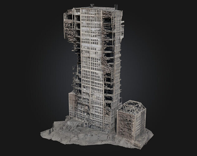Ravaged Tower  Testament to Times Fury 3D model 2