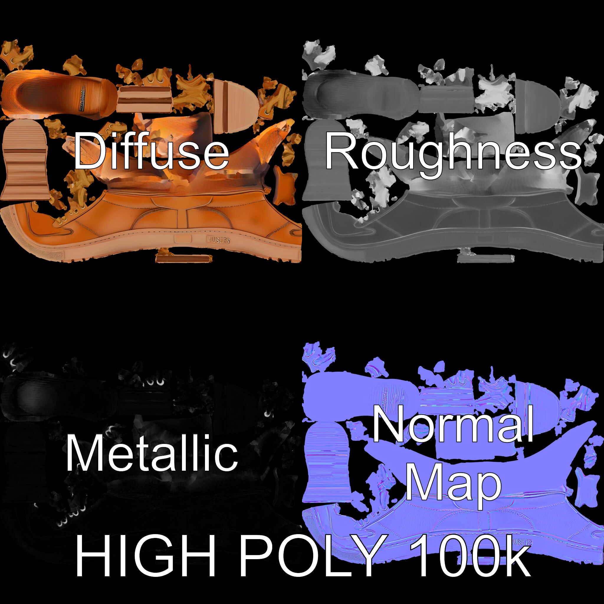 Stylish Leather Shoe D Model Pack Low-poly 3D model_2