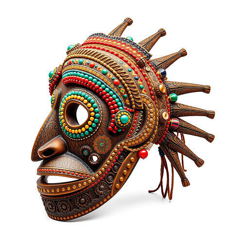 Intricate Tribal Mask Model Pack with Detailed Textures Low-poly 3D model