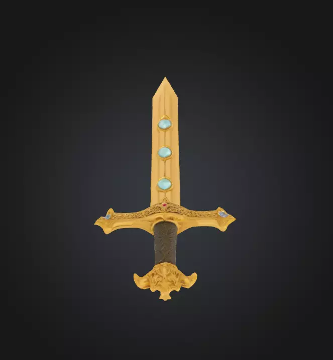 Sword Arrow Bow And Pocket for keeping arrows Low-poly 3D model_0