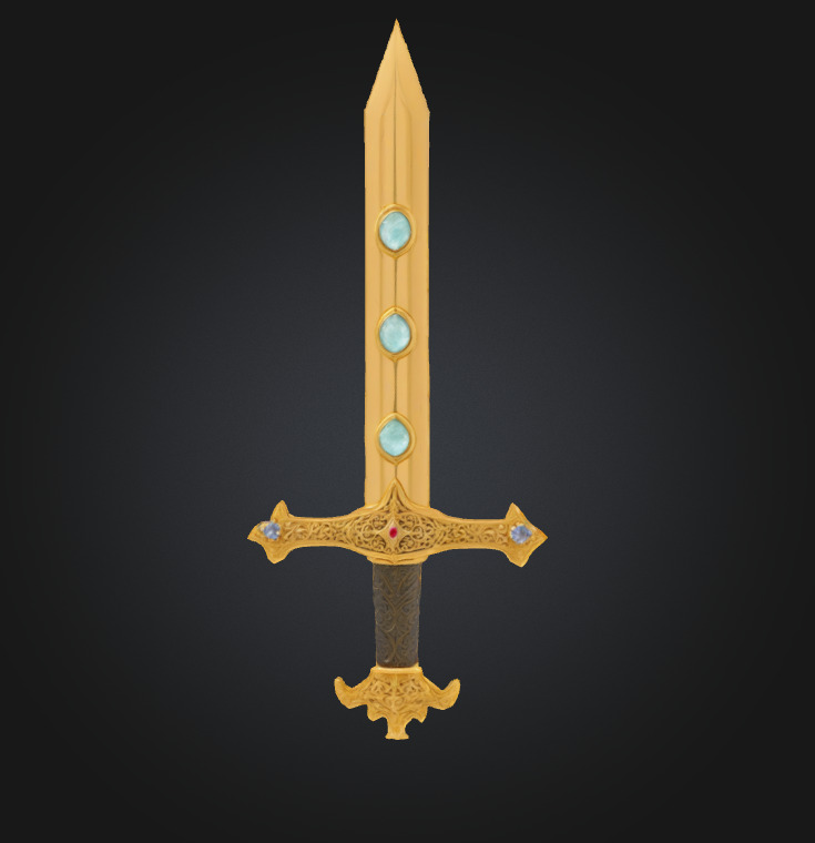 Sword Arrow Bow And Pocket for keeping arrows Low-poly 3D model_1