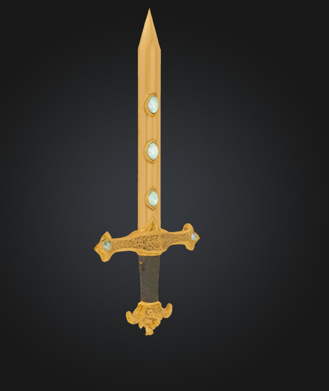 Sword Arrow Bow And Pocket for keeping arrows Low-poly 3D model_4