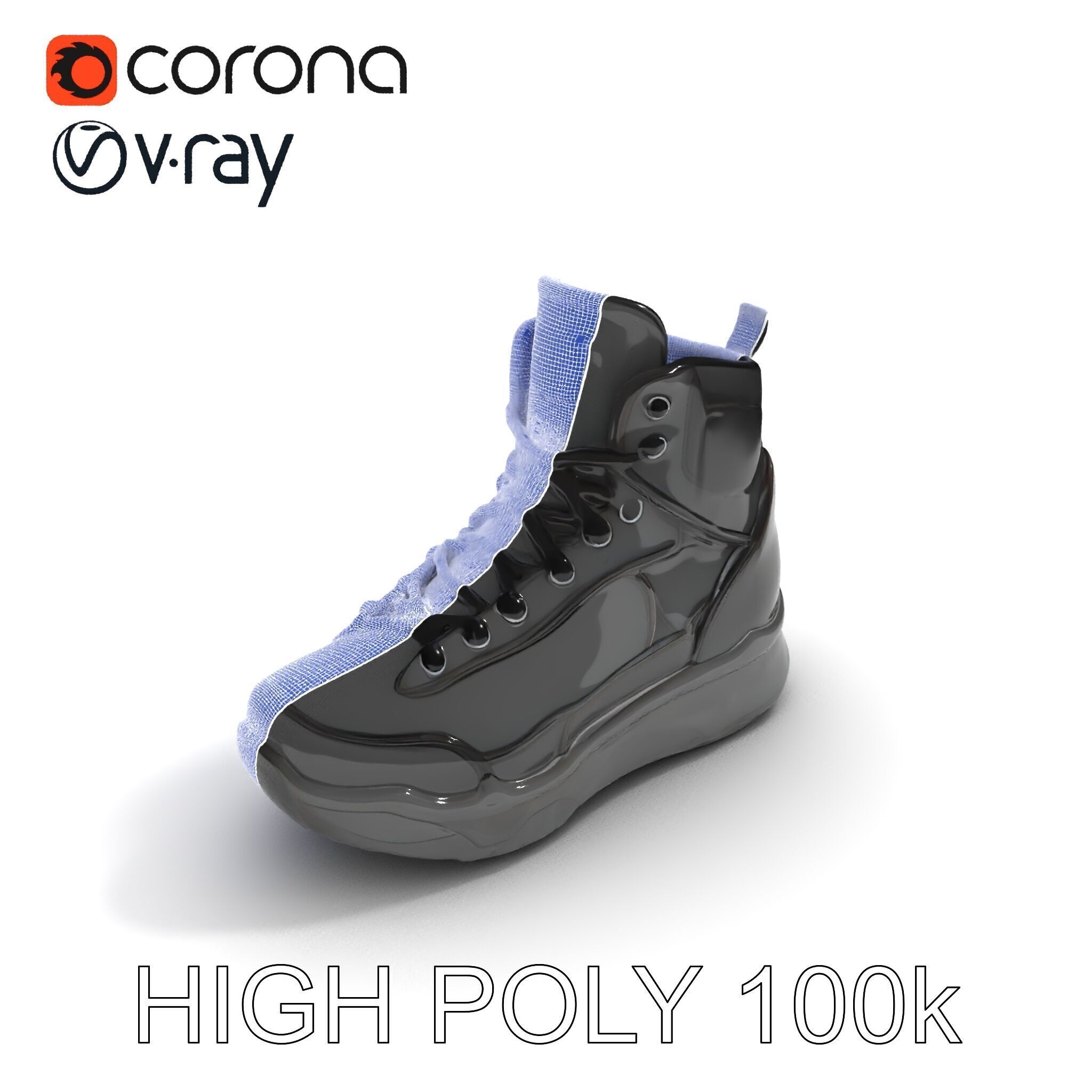 Black Tactical Boot D Model Pack Low-poly 3D model_8