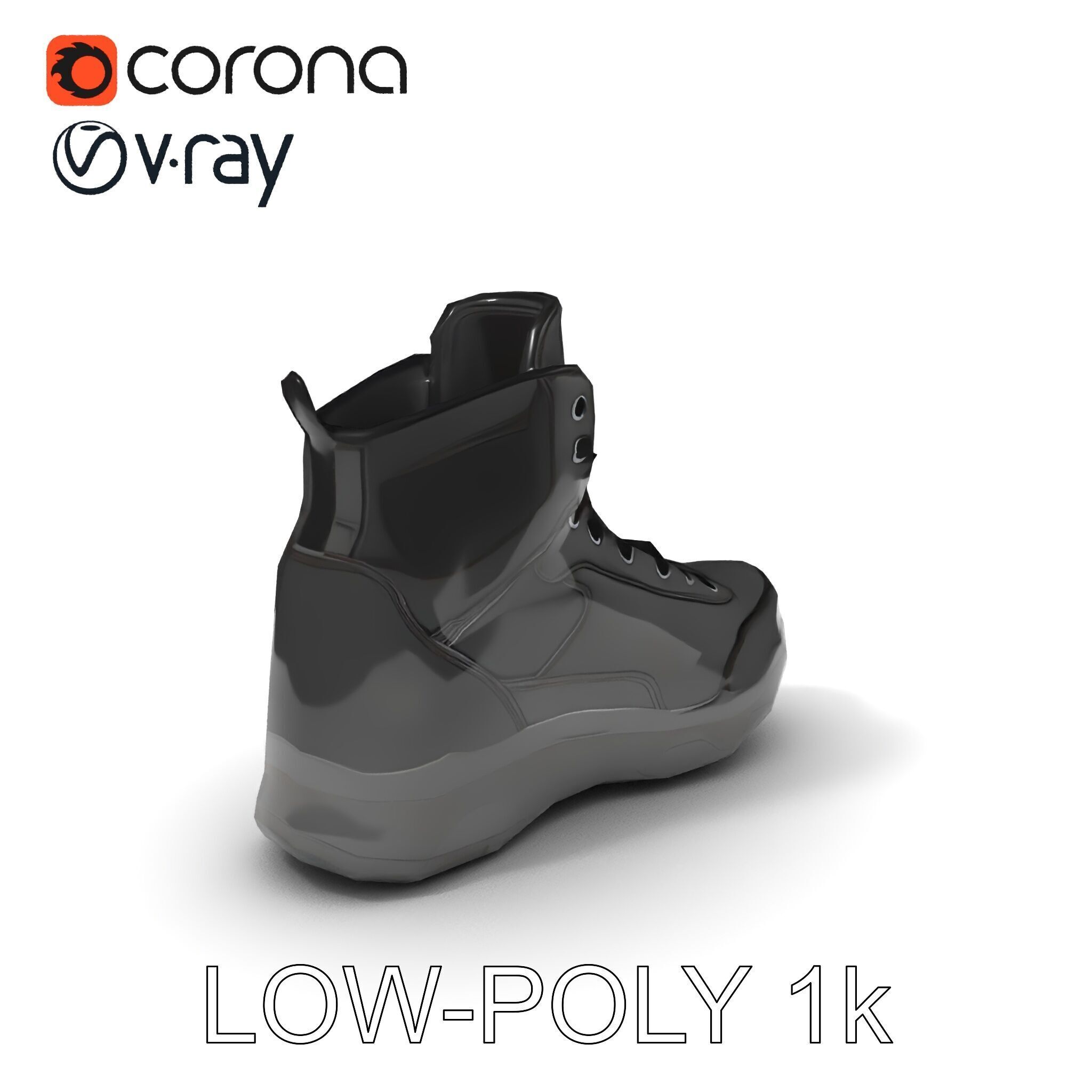 Black Tactical Boot D Model Pack Low-poly 3D model_10