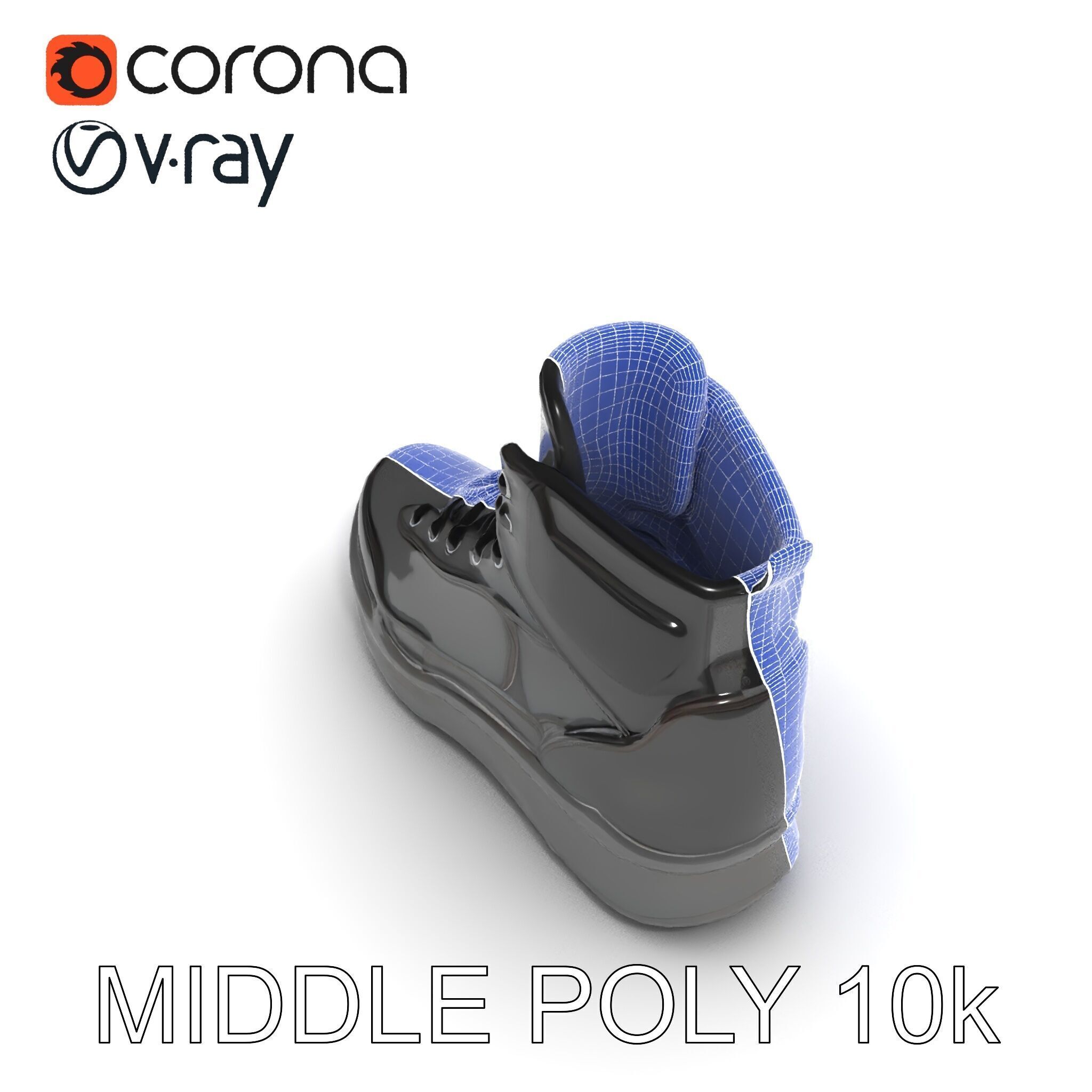 Black Tactical Boot D Model Pack Low-poly 3D model_30