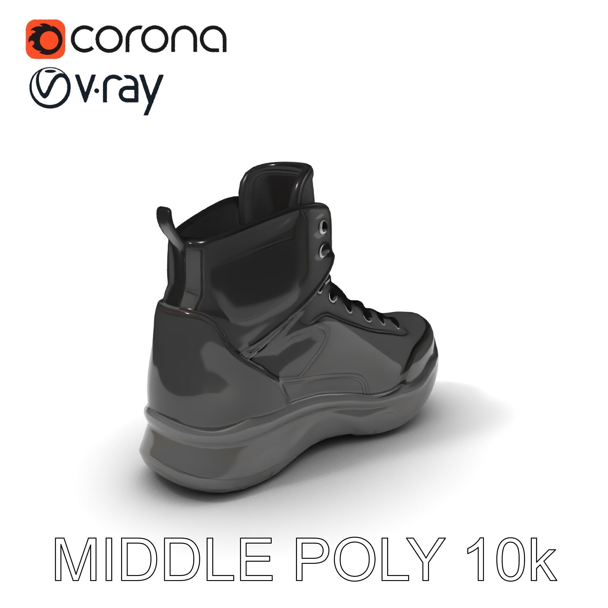Black Tactical Boot D Model Pack Low-poly 3D model_17