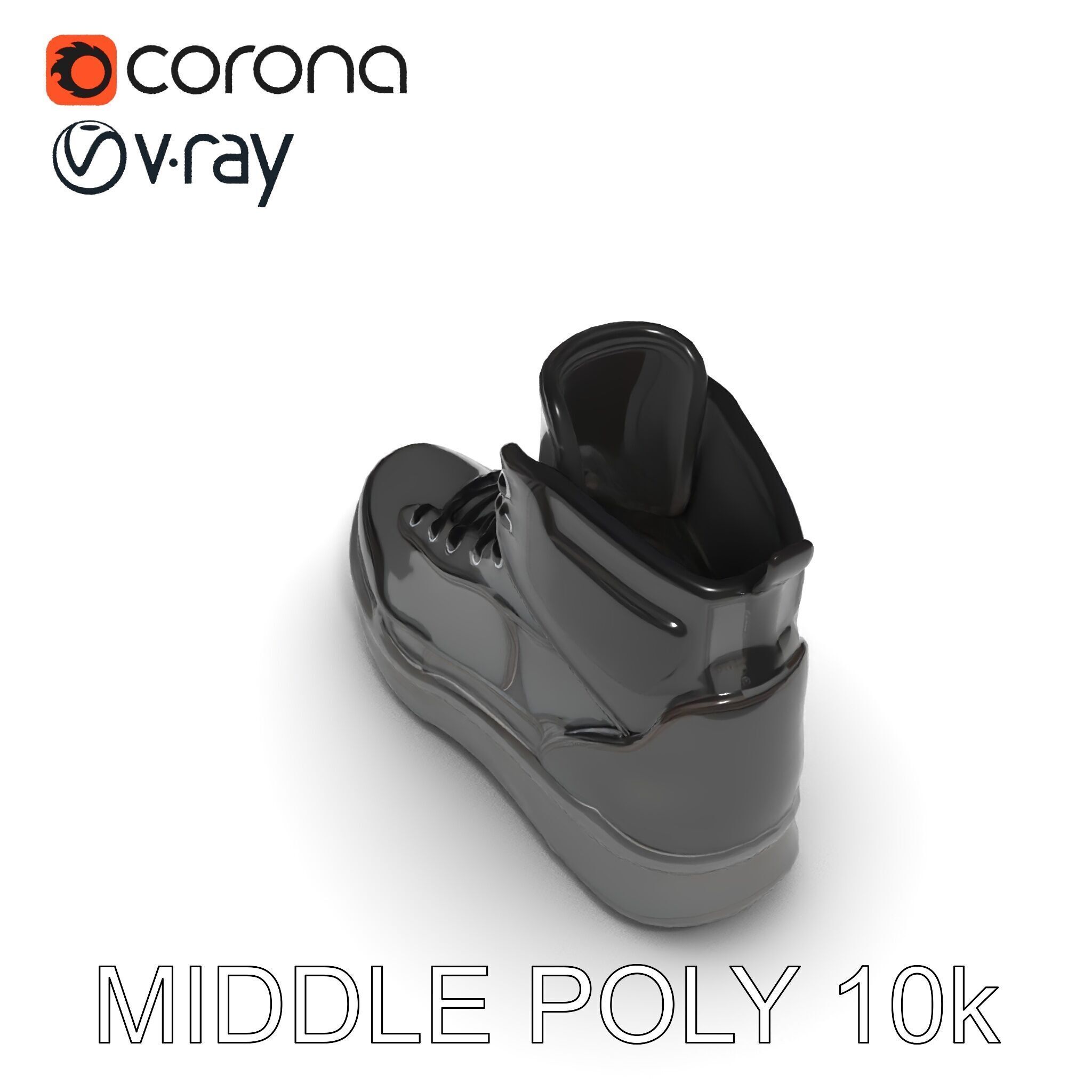 Black Tactical Boot D Model Pack Low-poly 3D model_15