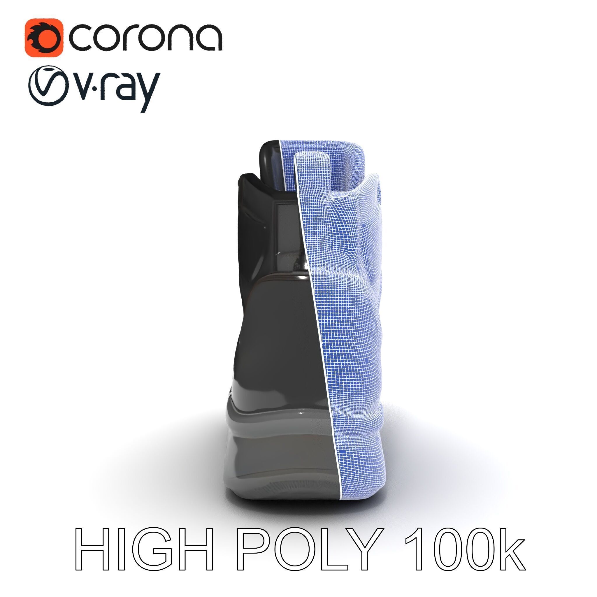 Black Tactical Boot D Model Pack Low-poly 3D model_32